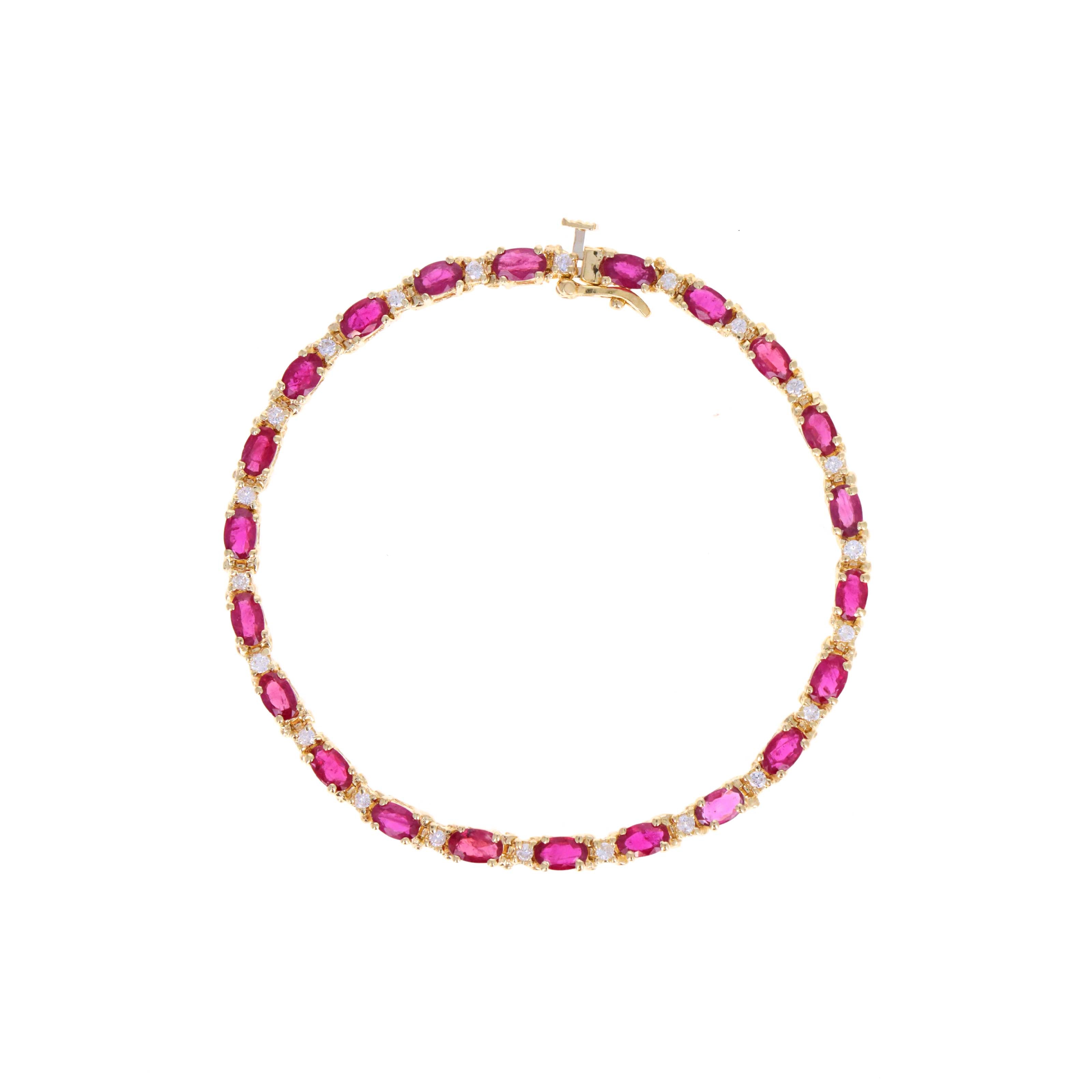 Vintage 14K Yellow Gold 4.5 Carat Ruby Diamond Tennis Bracelet -  Replica Handbags 