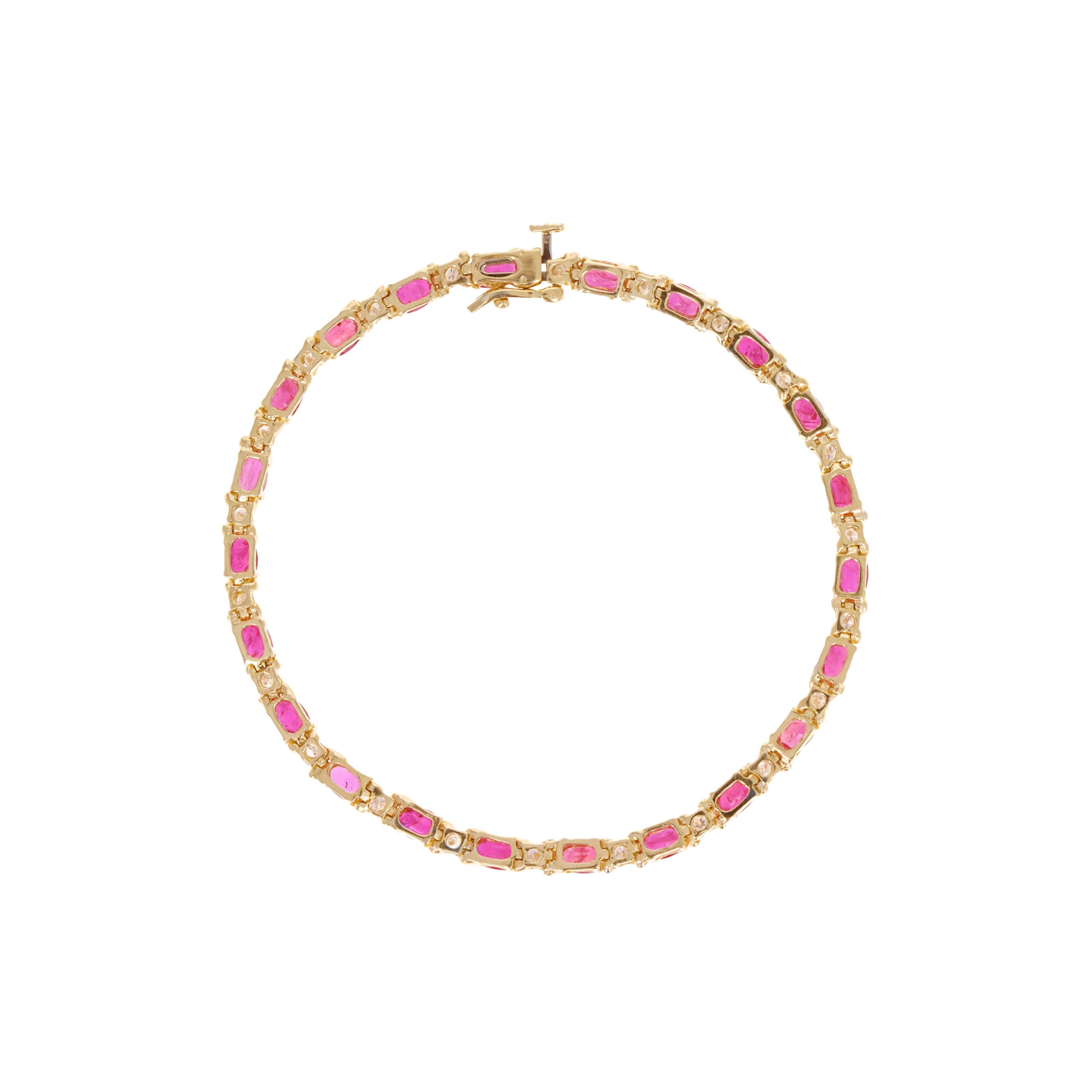 Vintage 14K Yellow Gold 4.5 Carat Ruby Diamond Tennis Bracelet -  Replica Handbags 