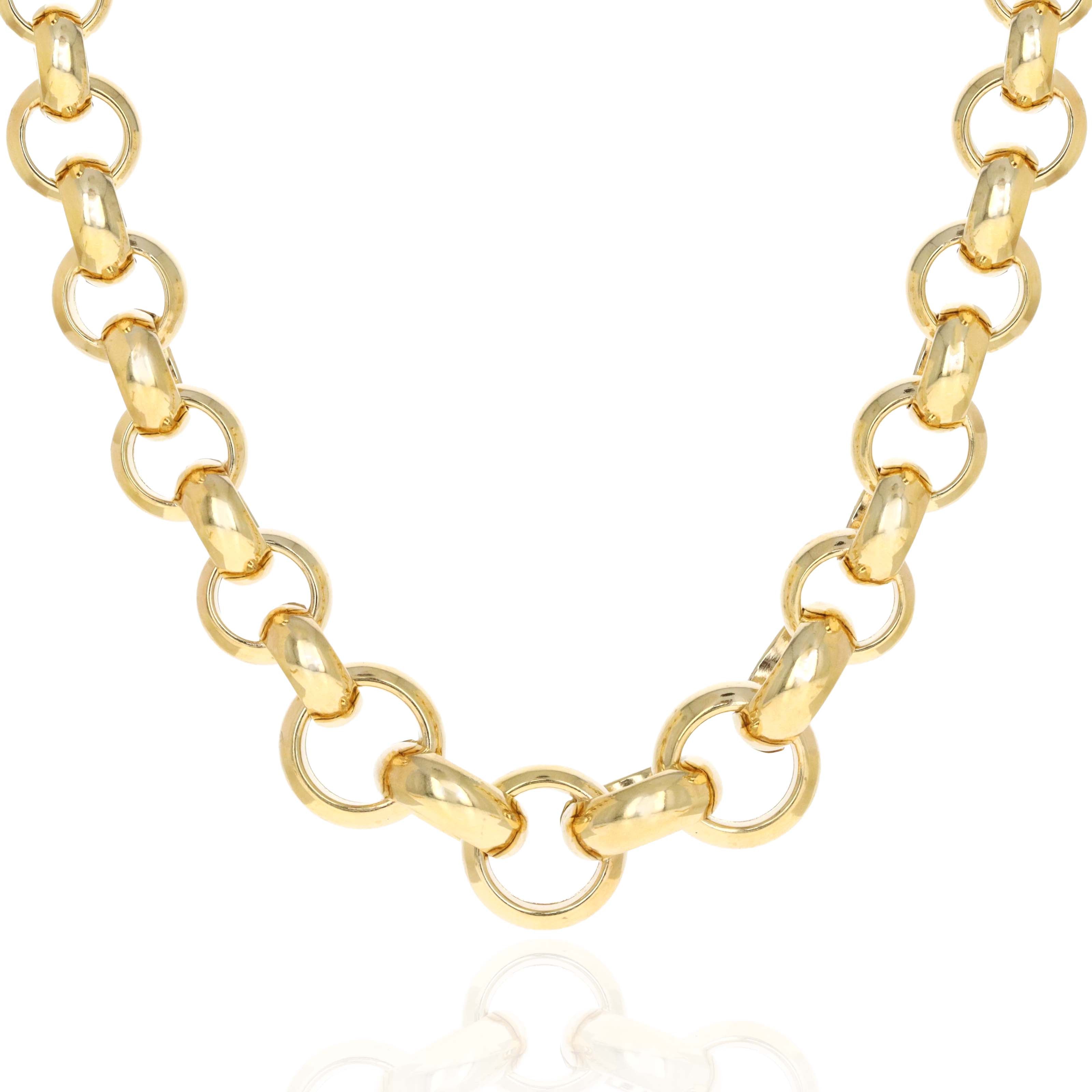 14K Yellow Gold Graduated Rolo Chain Necklace - Replica Handbags