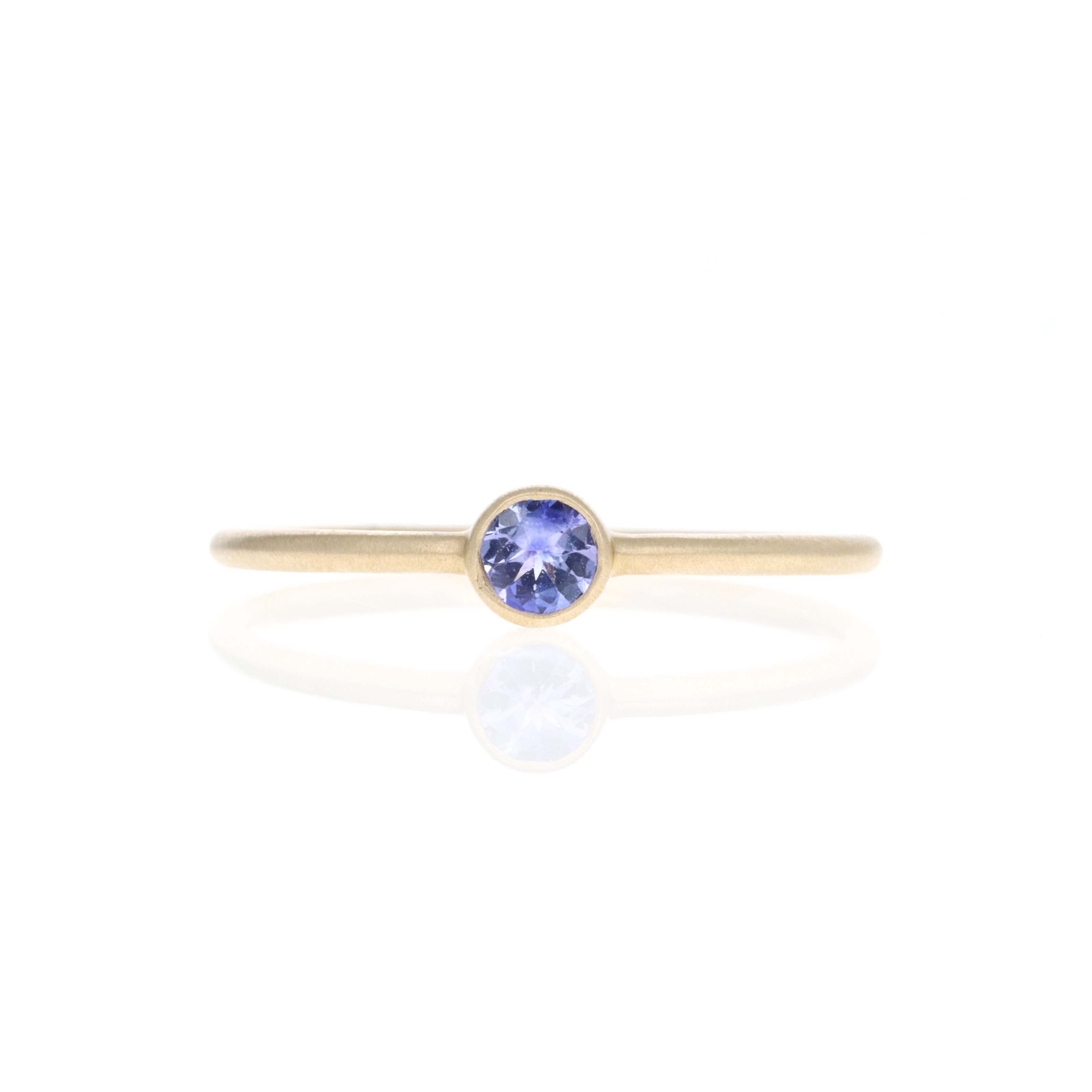 14K Yellow Gold 0.14 Carat Tanzanite Bezel Brushed Ring -  Replica Handbags 