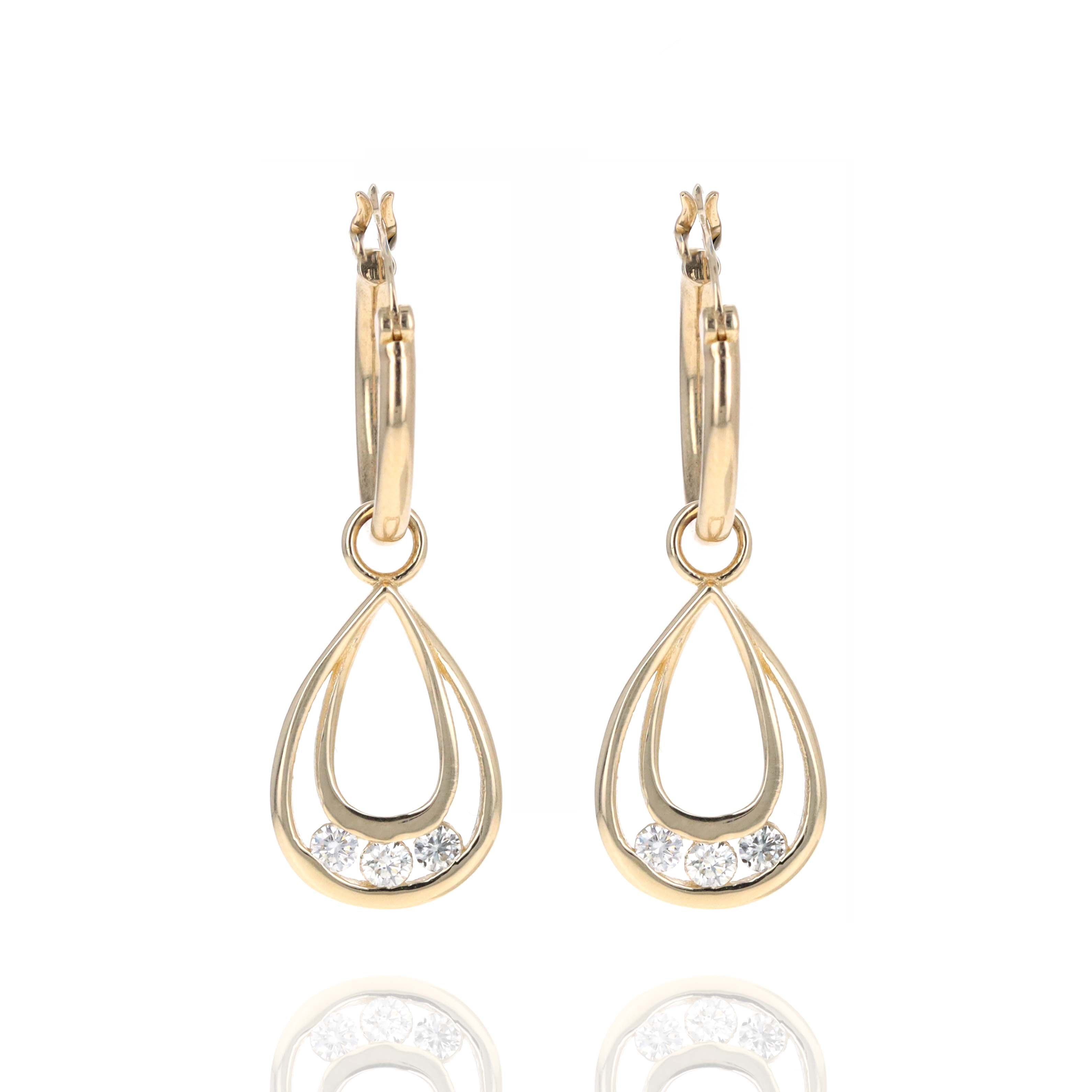 14K Yellow Gold 0.21 Carat Diamond Teardrop Hoop Drop Earrings -  Replica Handbags 