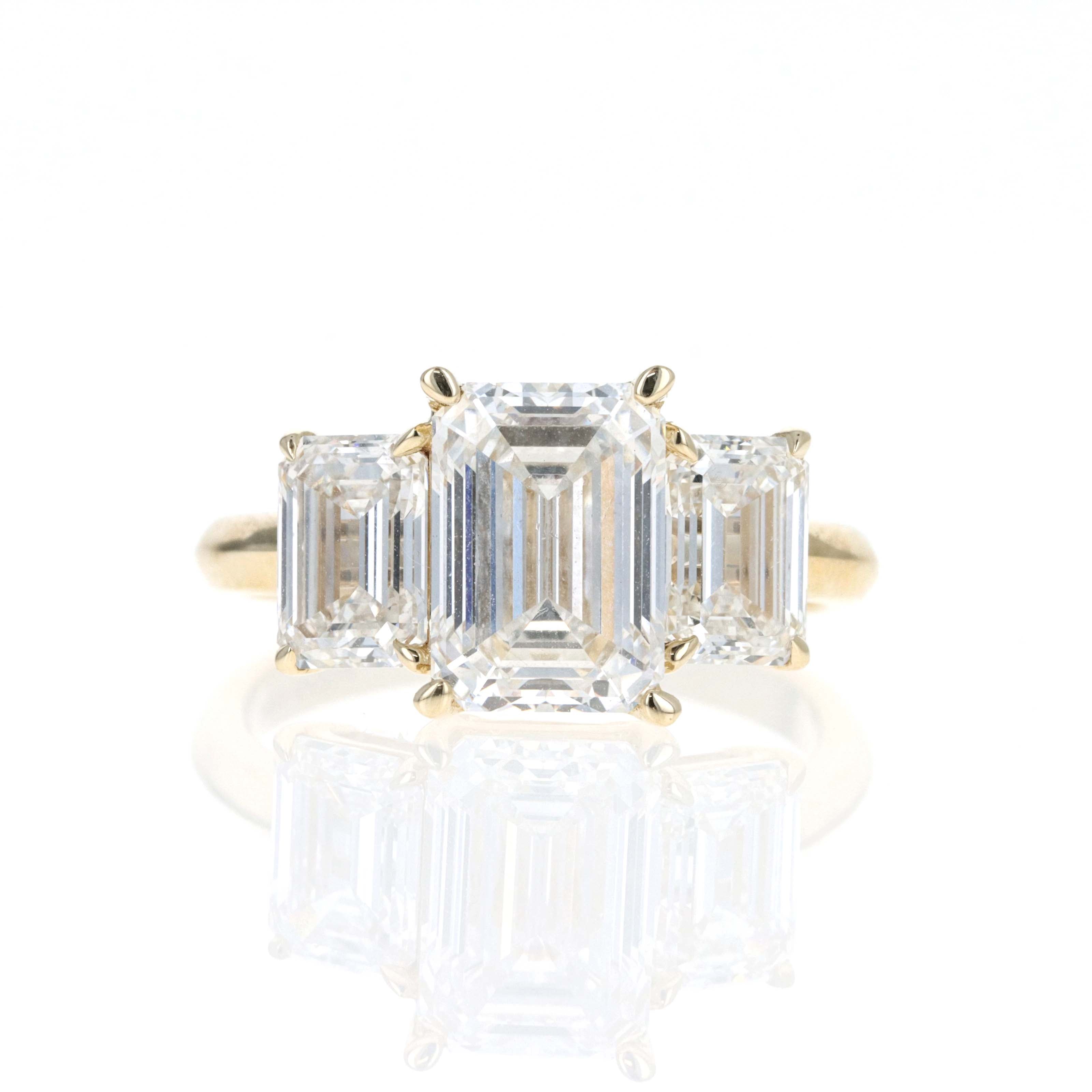 Lab Grown 5 Carat Emerald Diamond Three Stone Engagement Ring - Replica Handbags