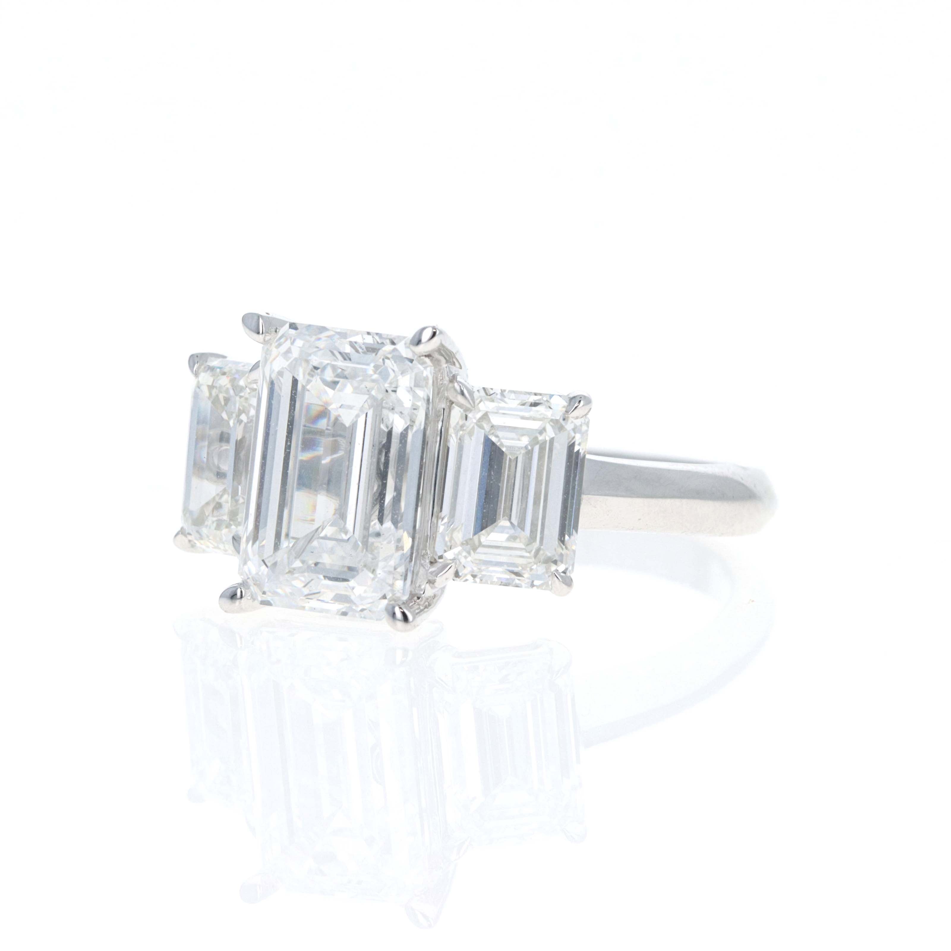 Lab Grown 5 Carat Emerald Diamond Three Stone Engagement Ring -  Replica Handbags 