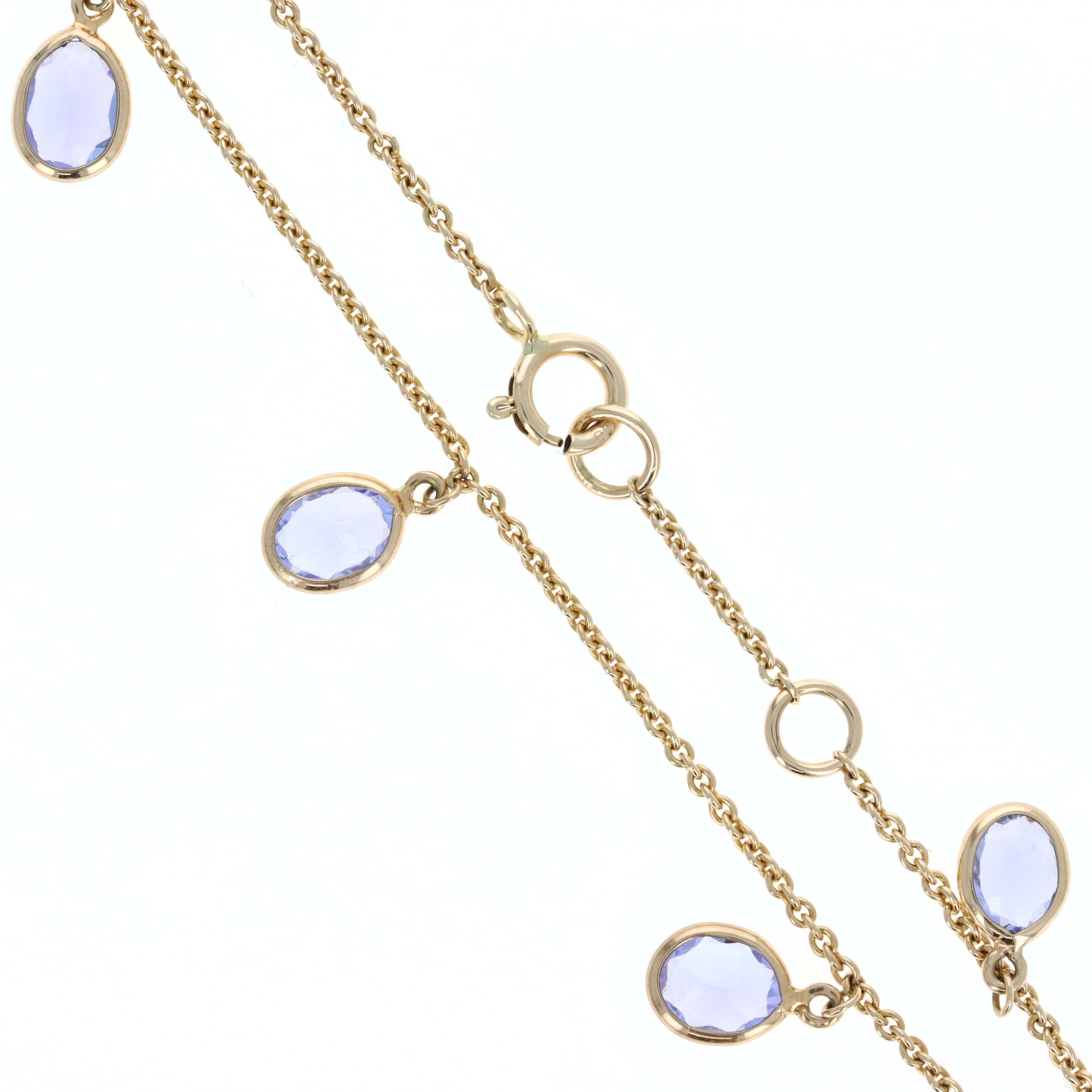 14K Yellow Gold 2.1 Carat Tanzanite Dangle Bezel Station Bracelet -  Replica Handbags 