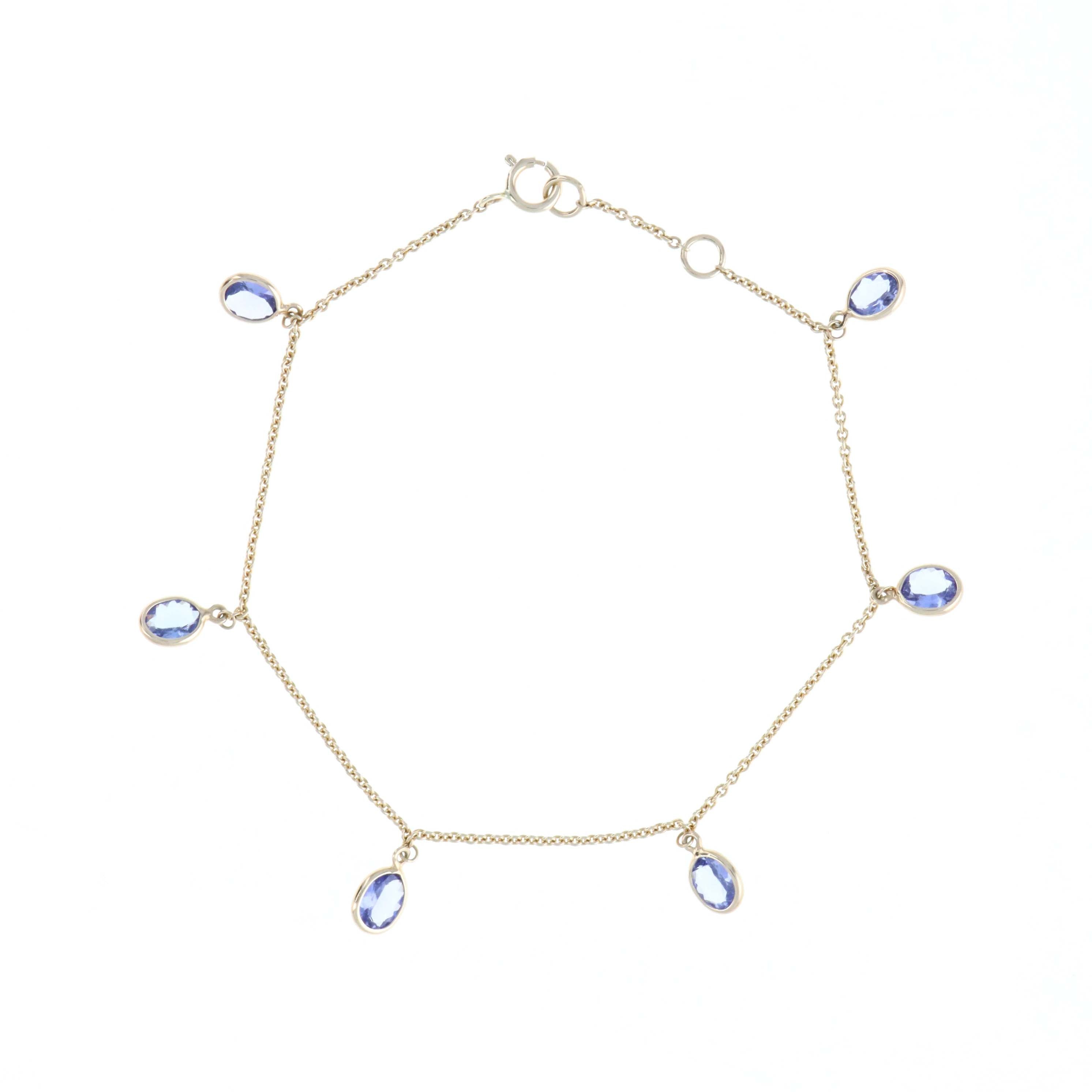 14K Yellow Gold 2.1 Carat Tanzanite Dangle Bezel Station Bracelet -  Replica Handbags 