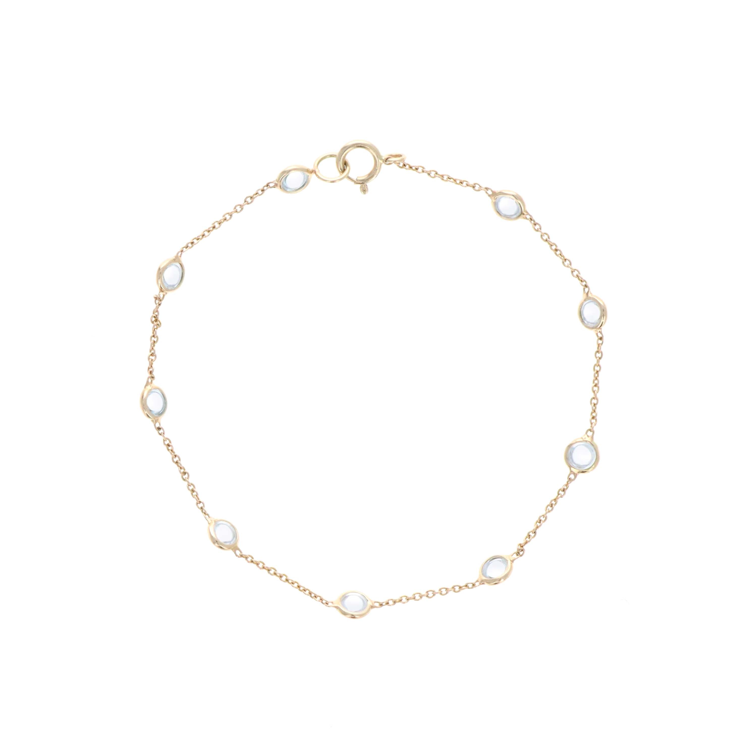 14K Yellow Gold 1.68 Carat White Topaz Bezel Station Bracelet - Replica Handbags