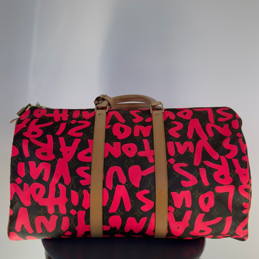 Louis Vuitton Stephen Sprouse Monogram Graffiti Keepall 50 Fuchsia -  Replica Handbags 