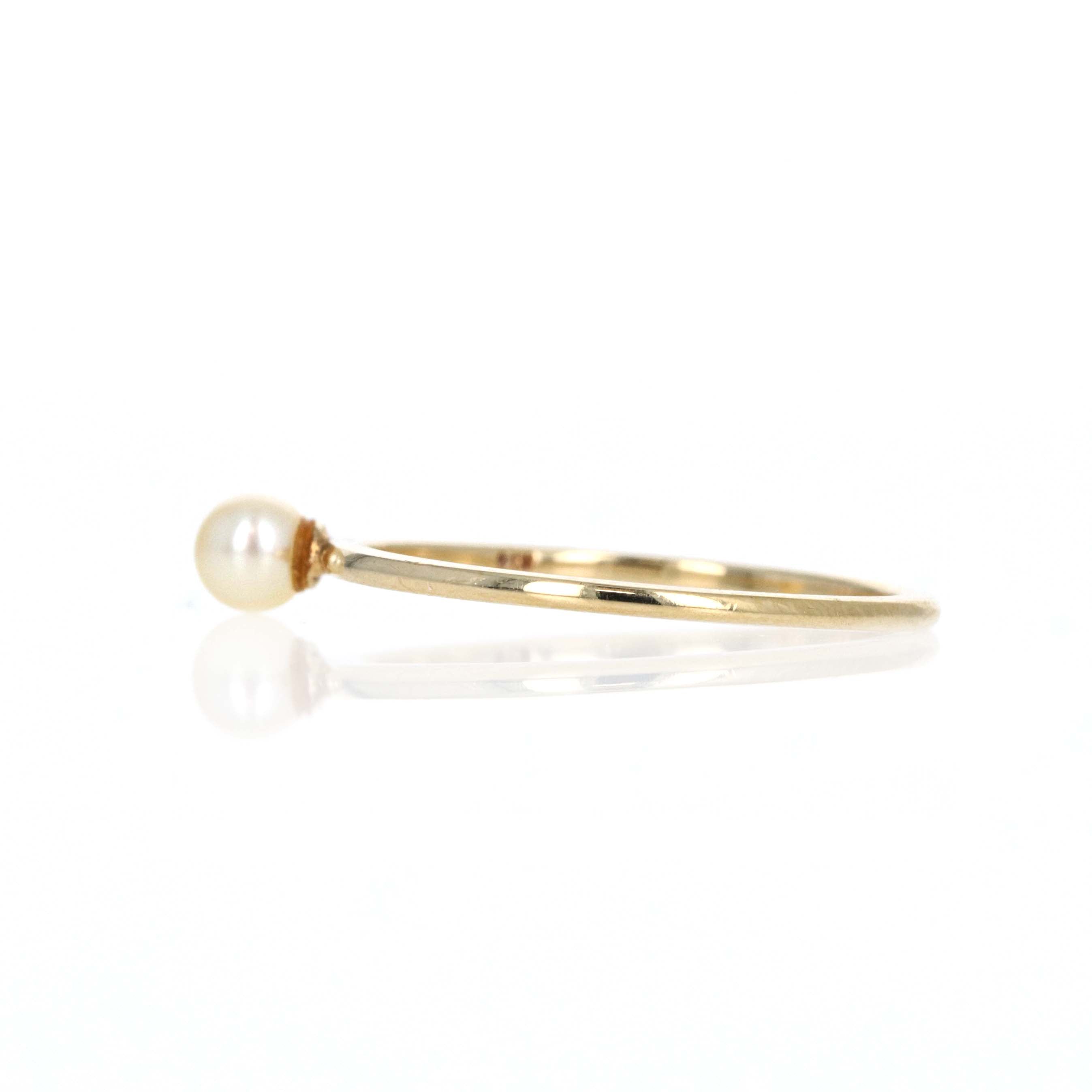 14K Yellow Gold Pearl Ring - Replica Handbags