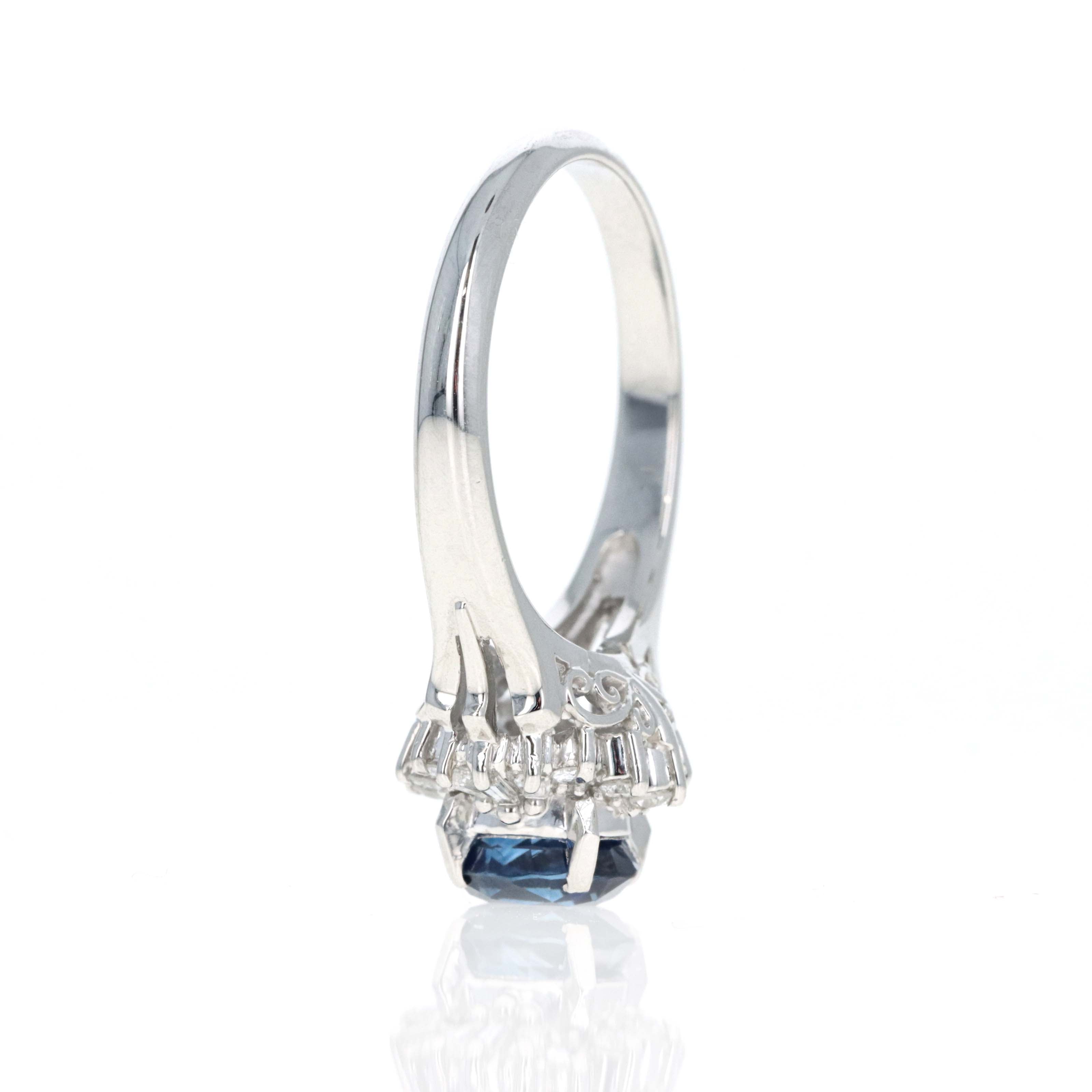 Platinum 1.25 Carat Oval Sapphire Diamond Fan Ring - Replica Handbags