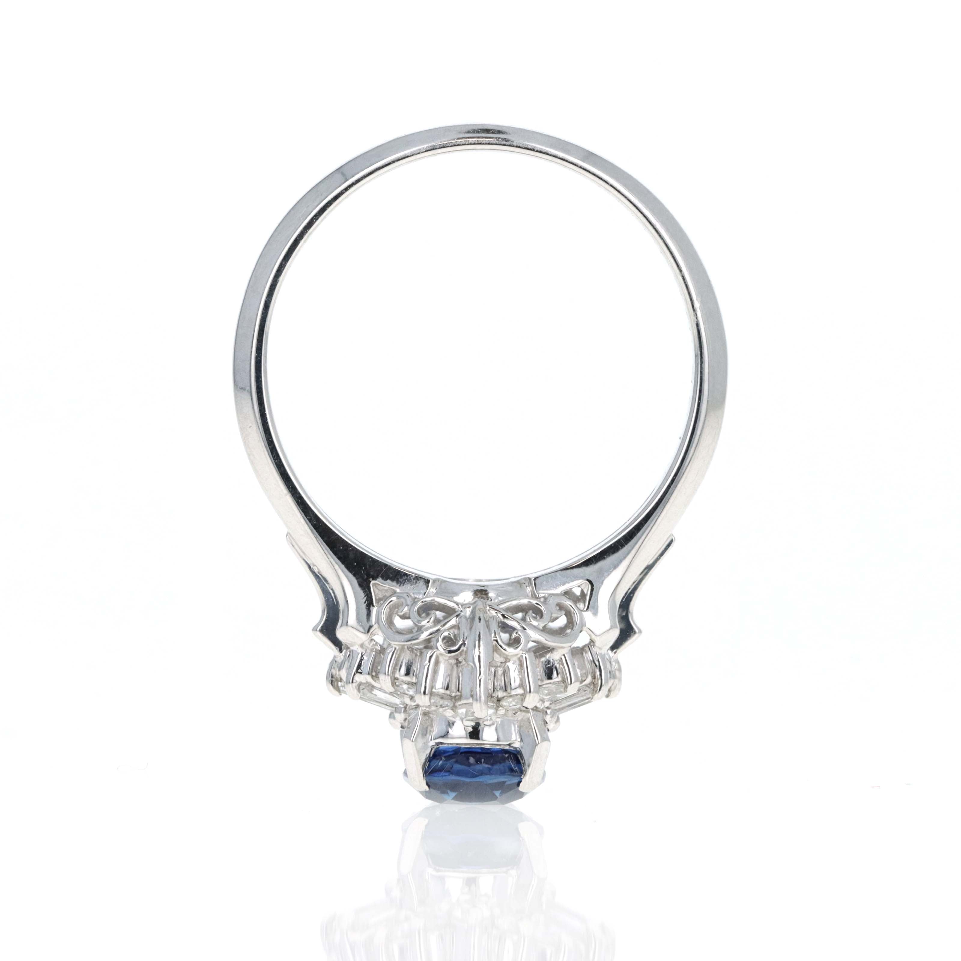 Platinum 1.25 Carat Oval Sapphire Diamond Fan Ring - Replica Handbags