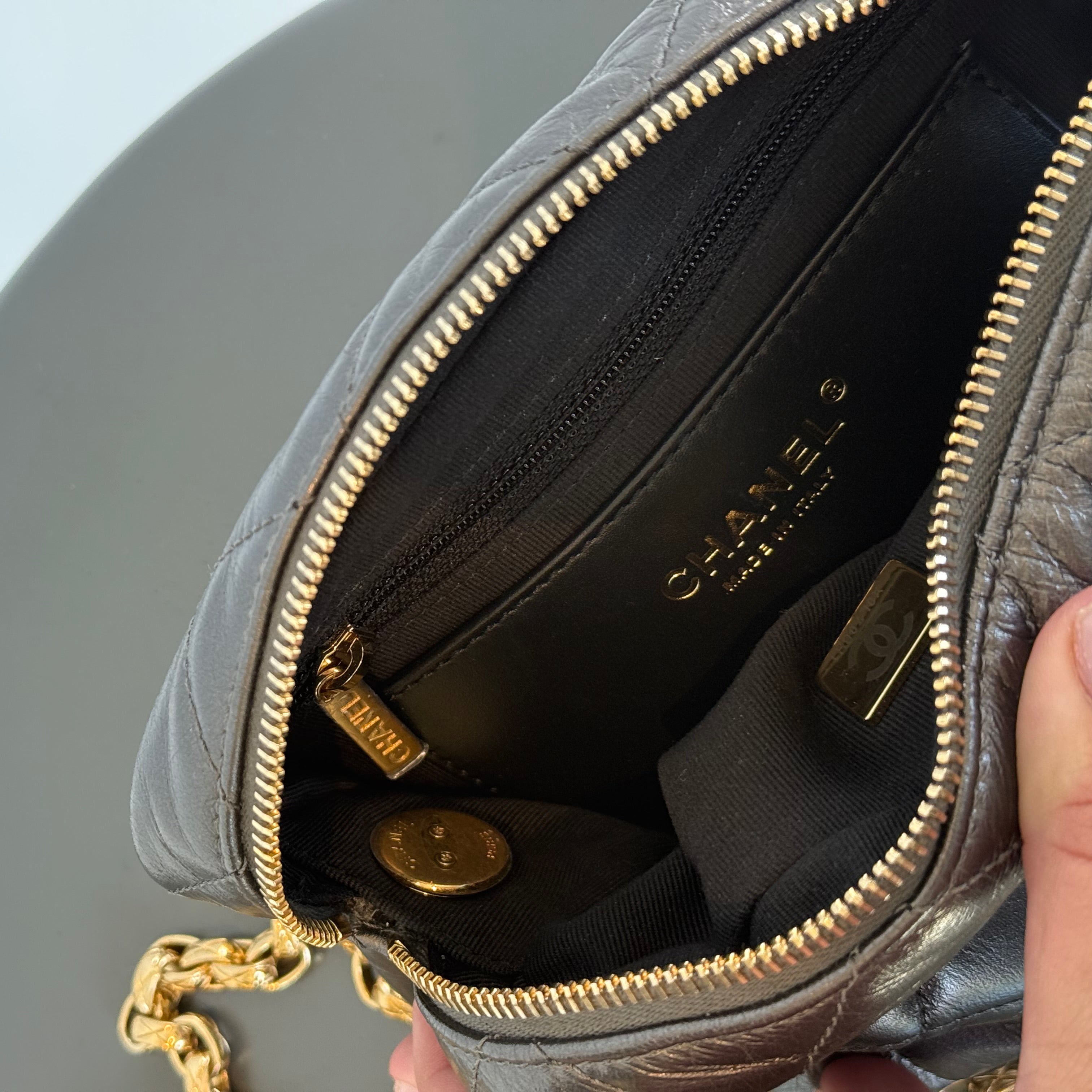 Chanel Pearl Medallion Camera Case Quilted Calfskin Mini -  Replica Handbags 