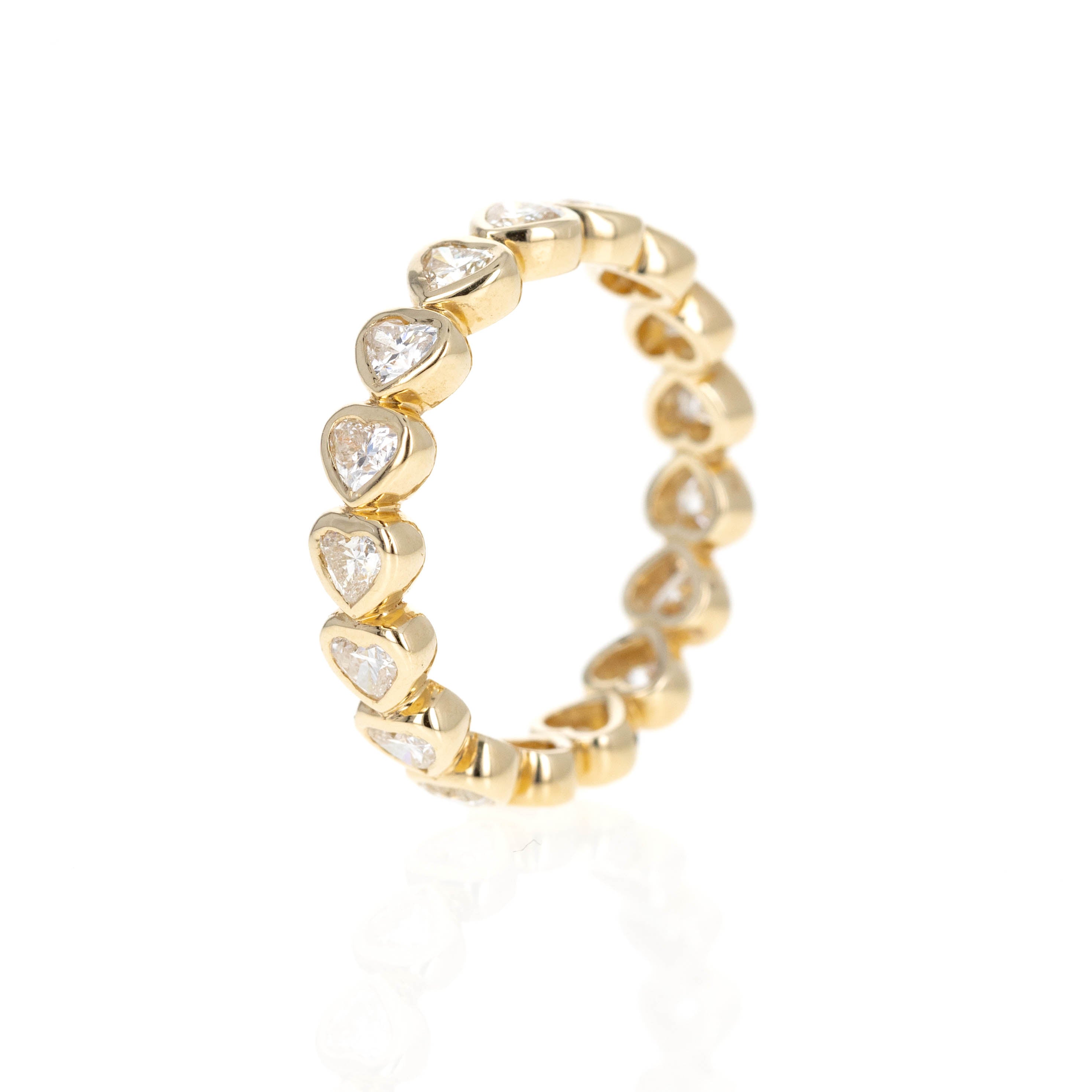 14K Yellow Gold 1.40 Carat Heart Shaped Diamond Bezel Eternity Band -  Replica Handbags 