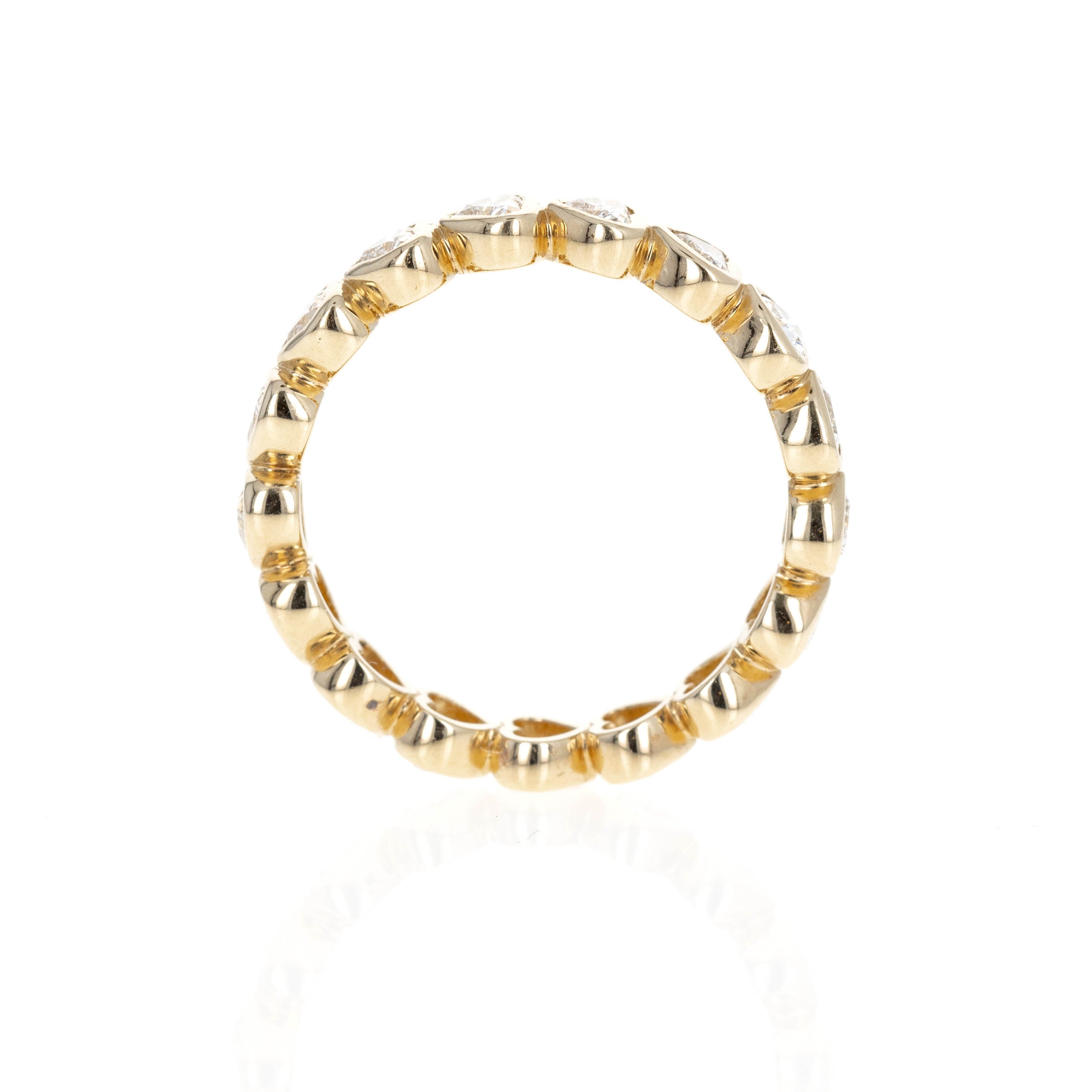 14K Yellow Gold 1.40 Carat Heart Shaped Diamond Bezel Eternity Band - Replica Handbags