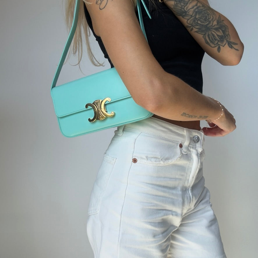 Celine Shoulder Bag Claude in Turquoise -  Replica Handbags 