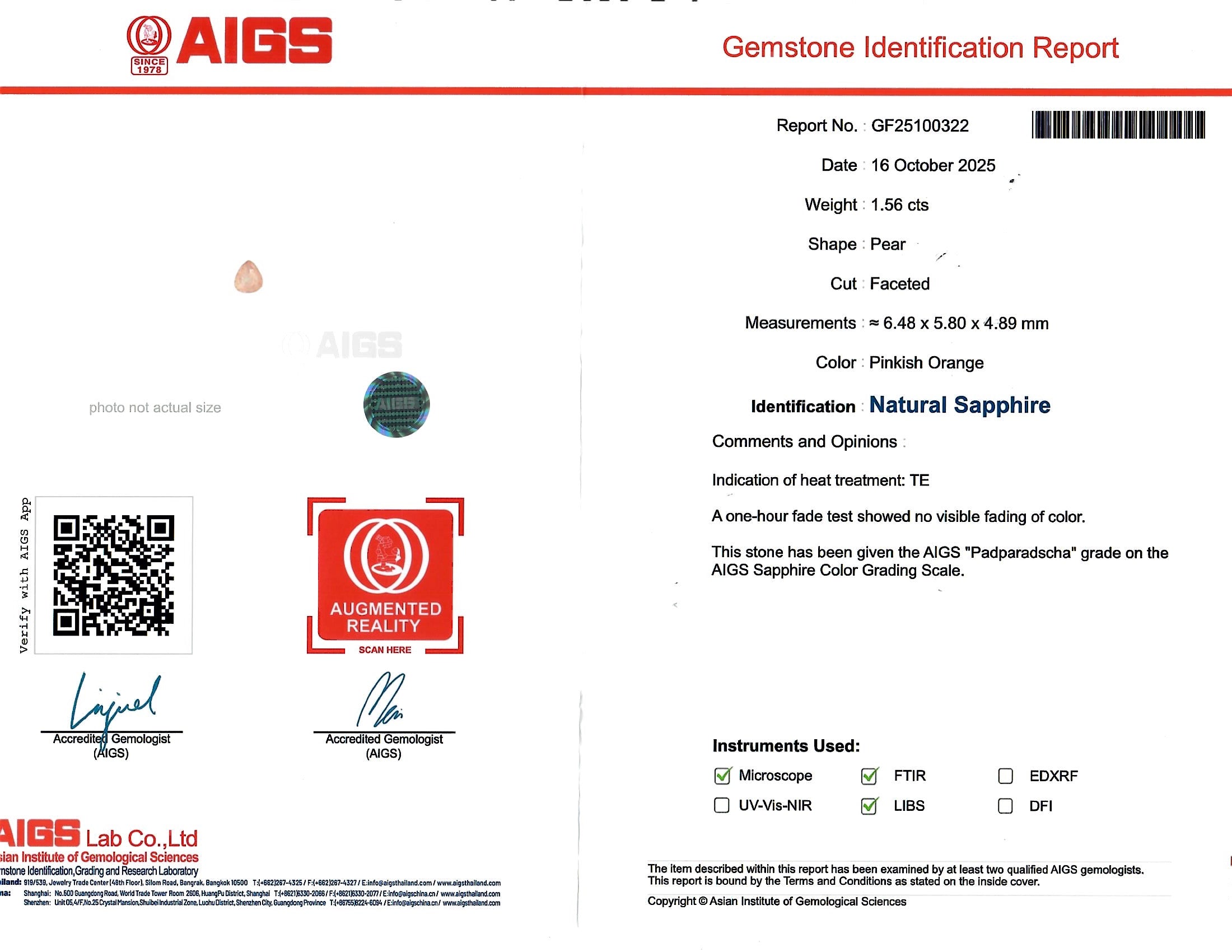 Platinum 1.56 Carat Pear Pinkish Orange Padparadscha Sapphire -  Replica Handbags 