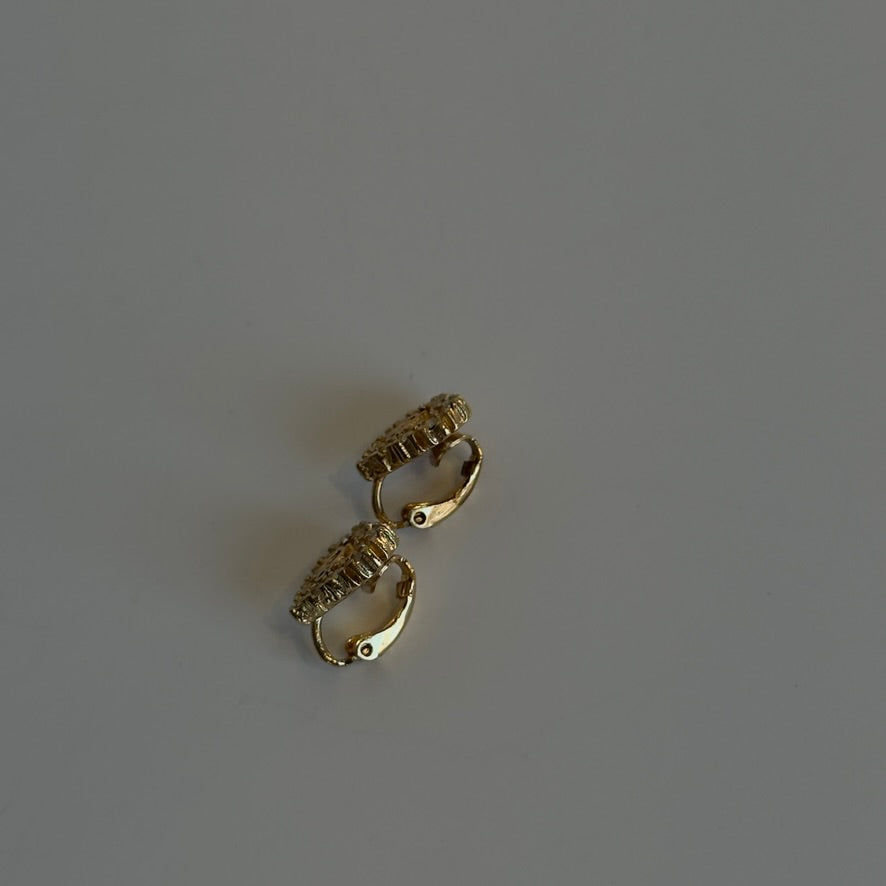 Christian Dior Heart Rhinestone Logo Earrings