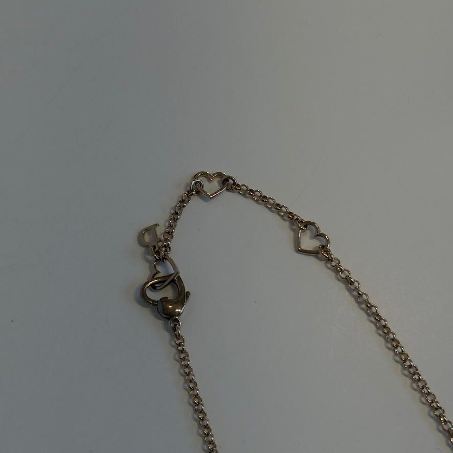 Christian Dior Crystal Heart Motif Logo Necklace