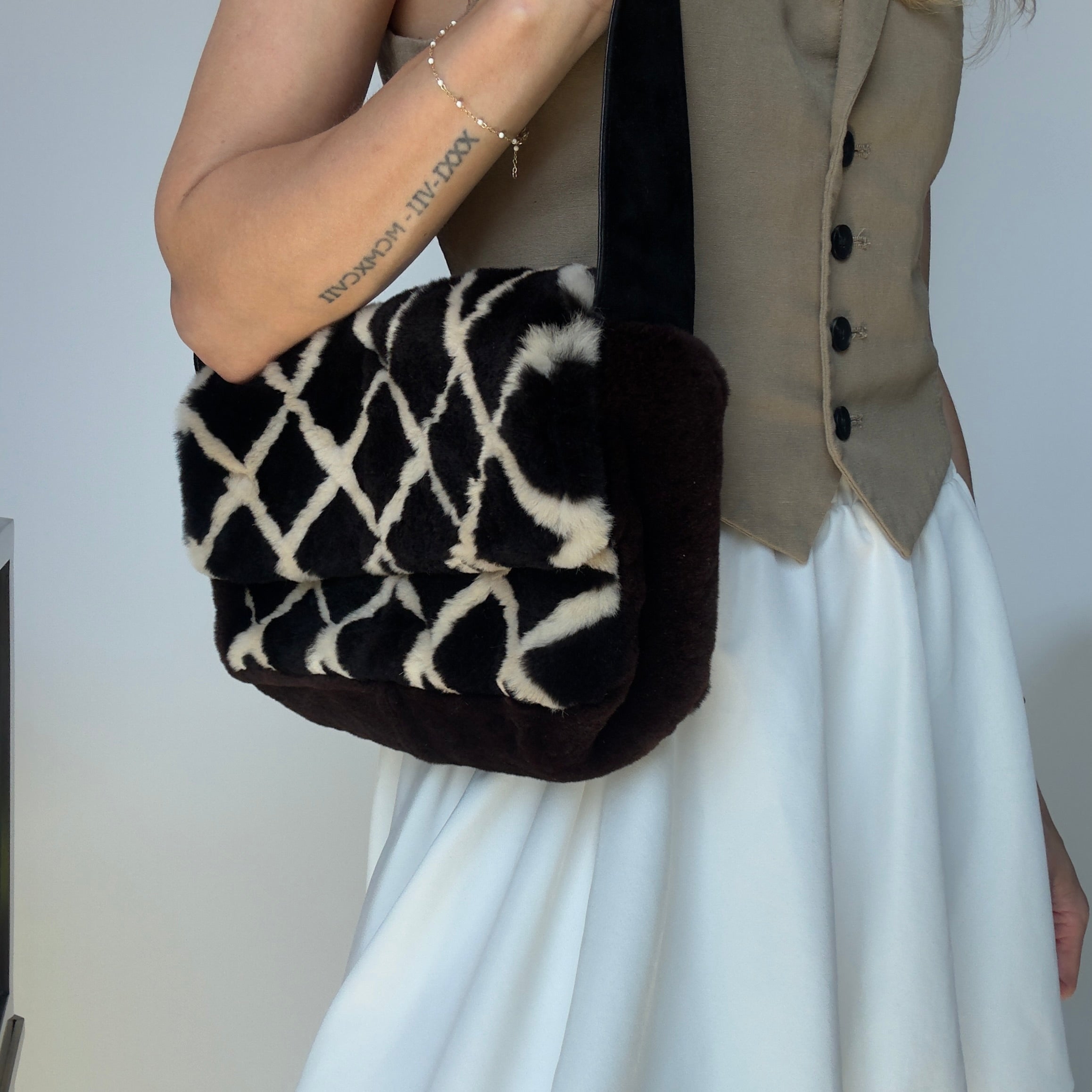 Chanel Mouton Shearling and Suede Bag 1996-1997 -  Replica Handbags 