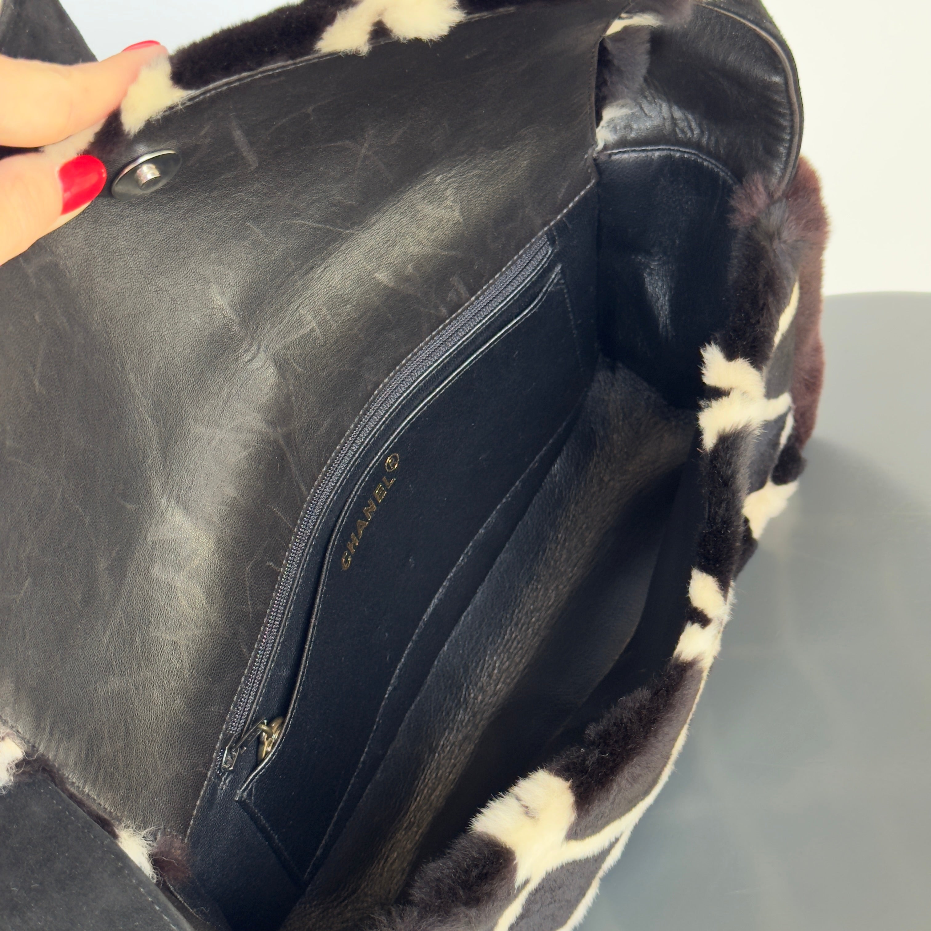 Chanel Mouton Shearling and Suede Bag 1996-1997 - Replica Handbags