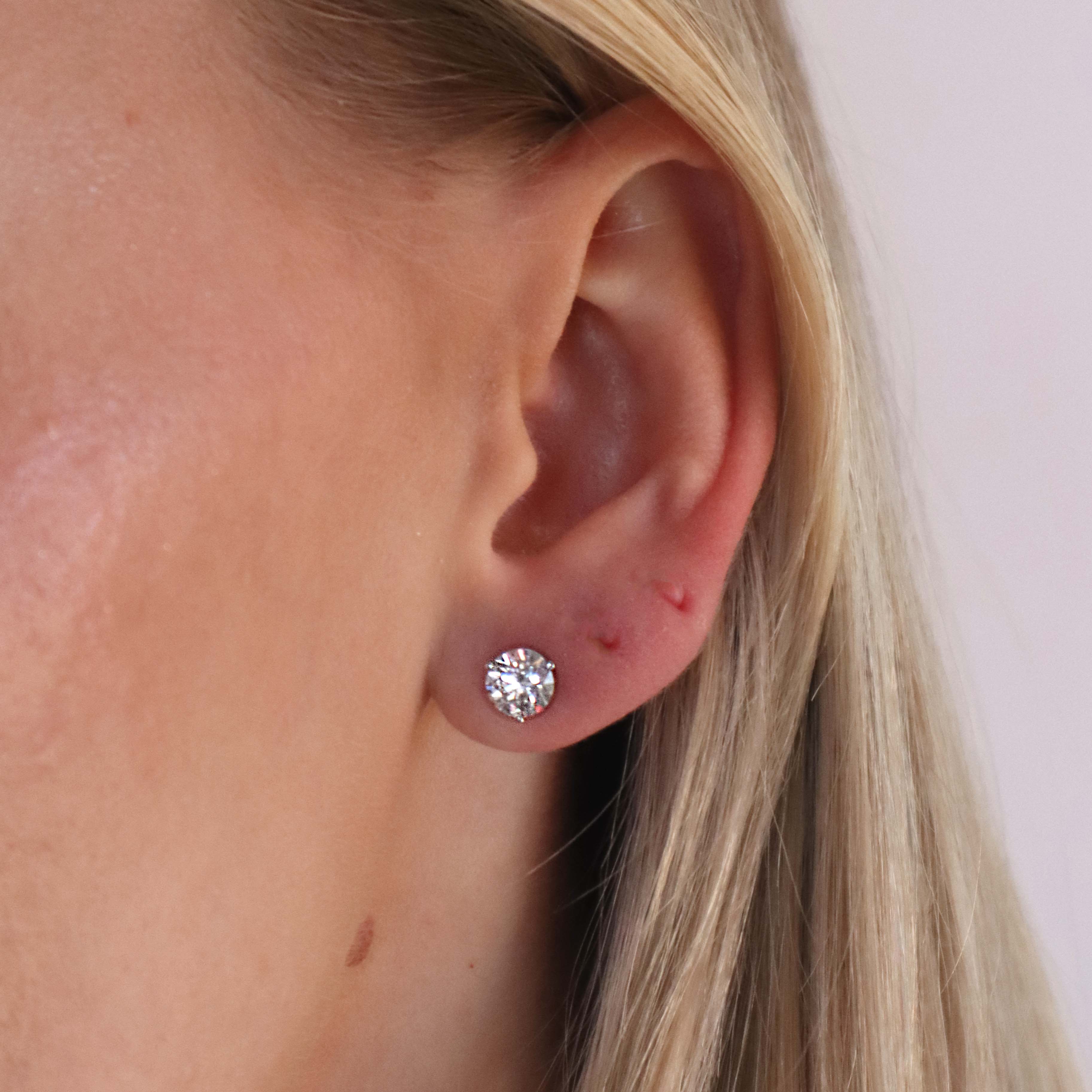 Lab Grown Diamond Round Stud Earrings - Replica Handbags