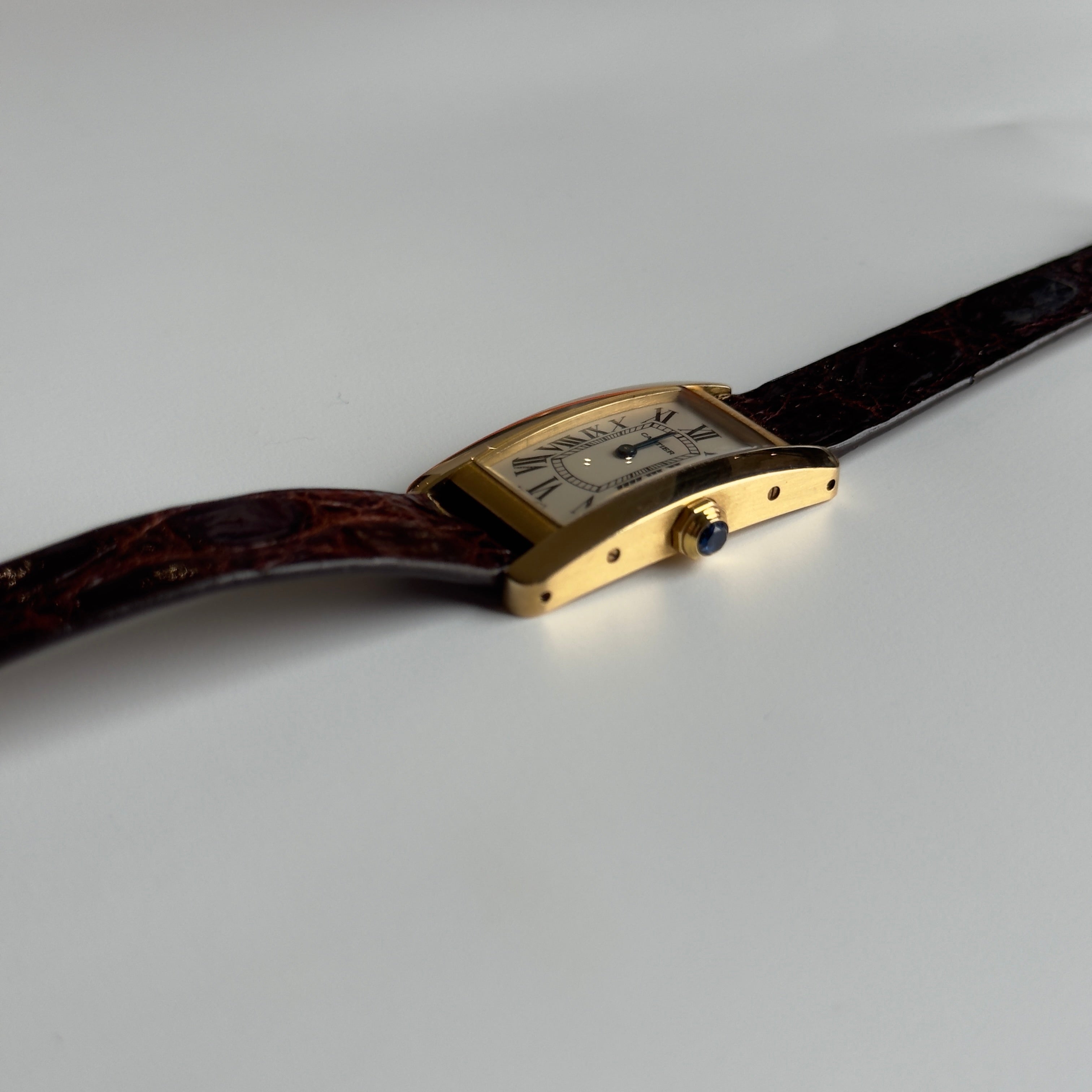 Cartier Tank Américaine 18K Yellow Gold Model 2482 White Roman Numeral Dial Quartz With Box and Papers -  Replica Handbags 