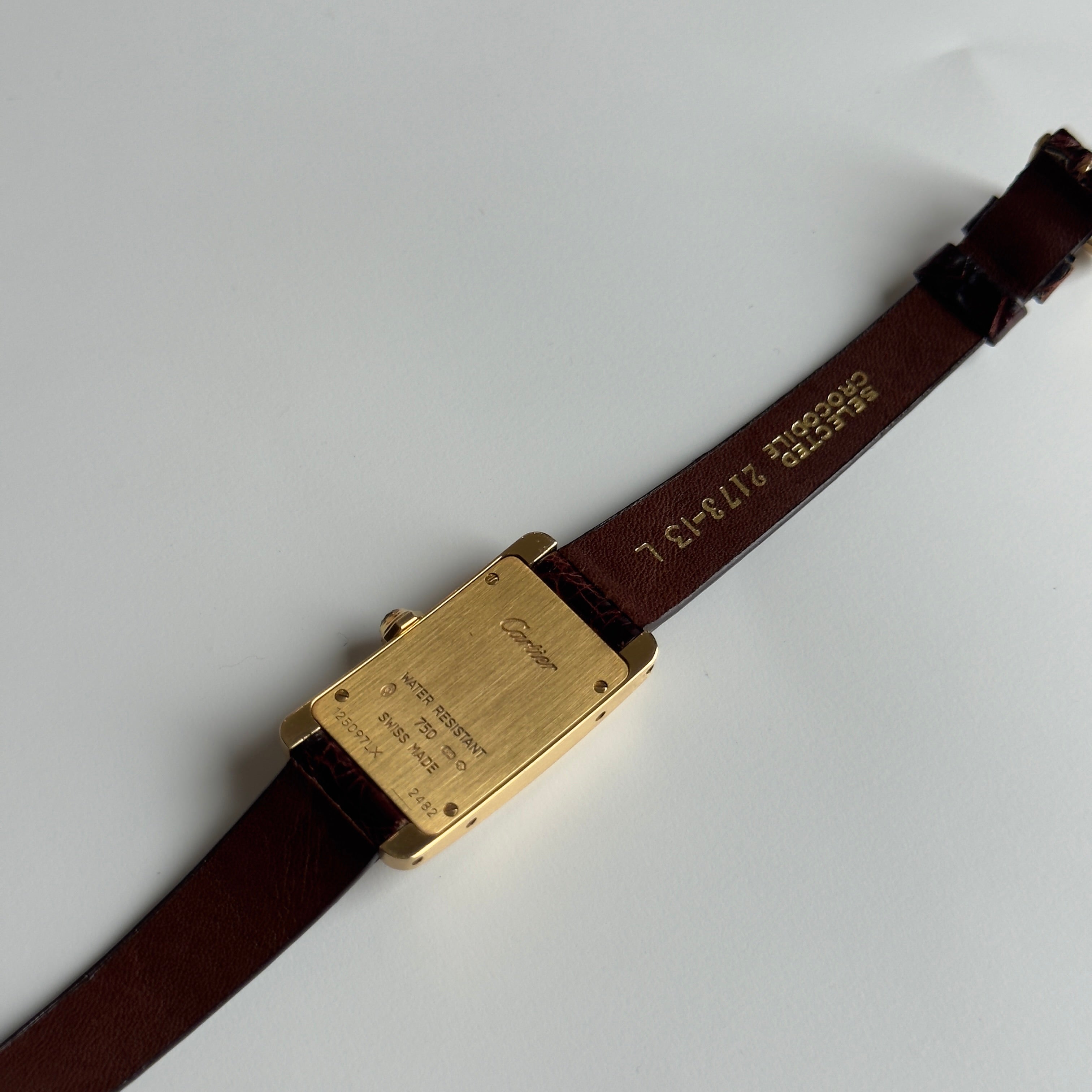 Cartier Tank Américaine 18K Yellow Gold Model 2482 White Roman Numeral Dial Quartz With Box and Papers - Replica Handbags