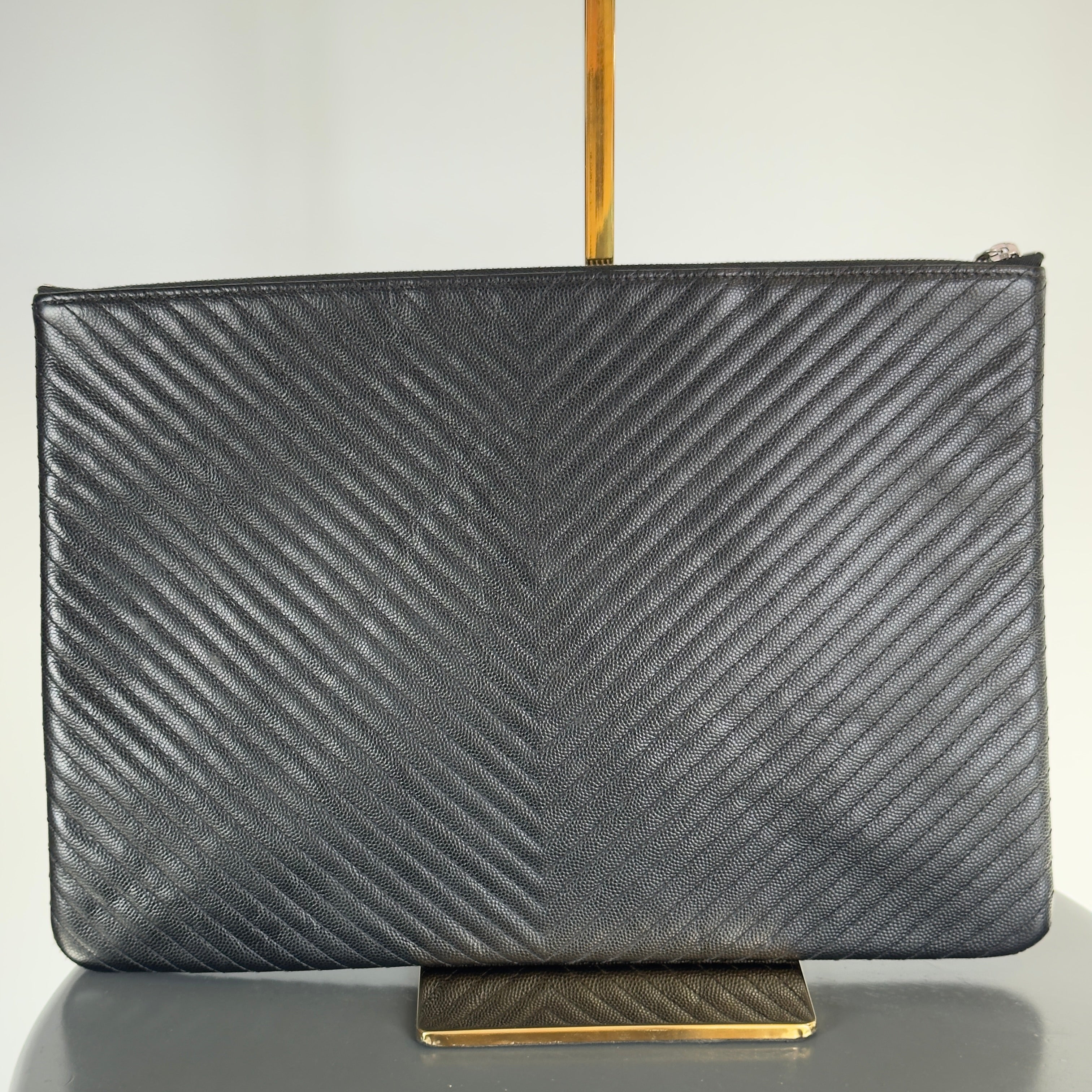 Chanel Caviar O-Case Chevron -  Replica Handbags 