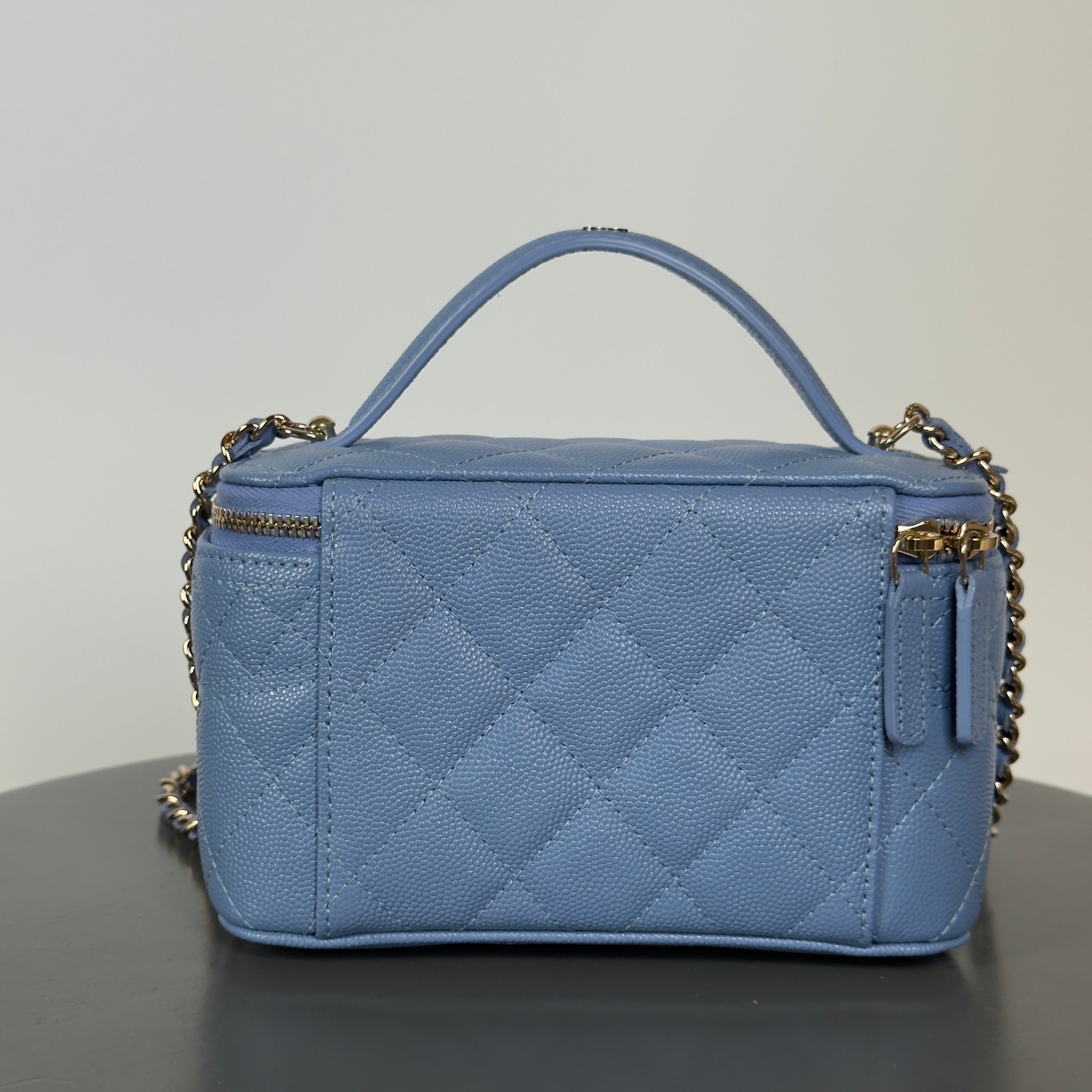 Chanel Long Vanity With Chain In Grained Calfskin and Gold Hardware -  Replica Handbags 