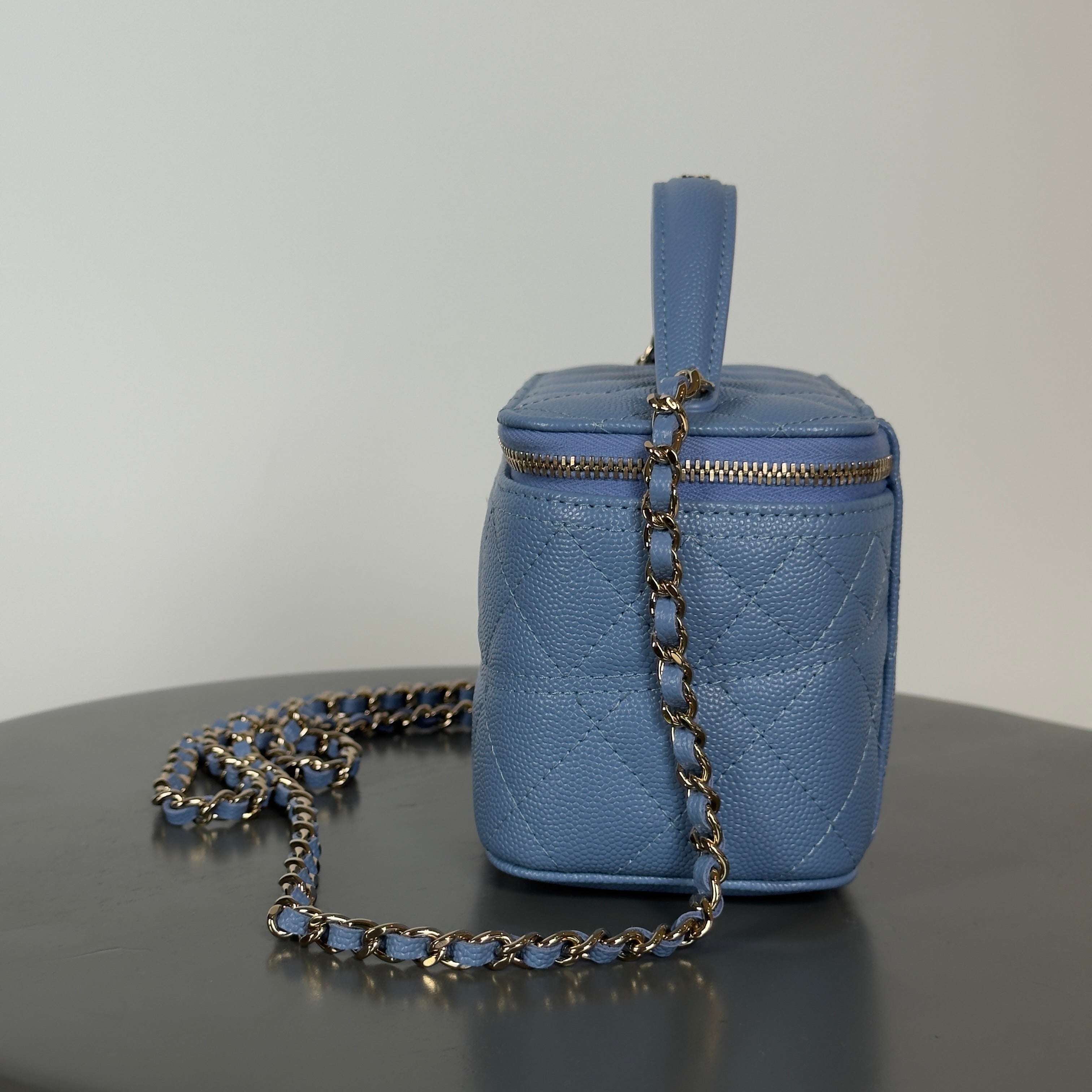 Chanel Long Vanity With Chain In Grained Calfskin and Gold Hardware -  Replica Handbags 