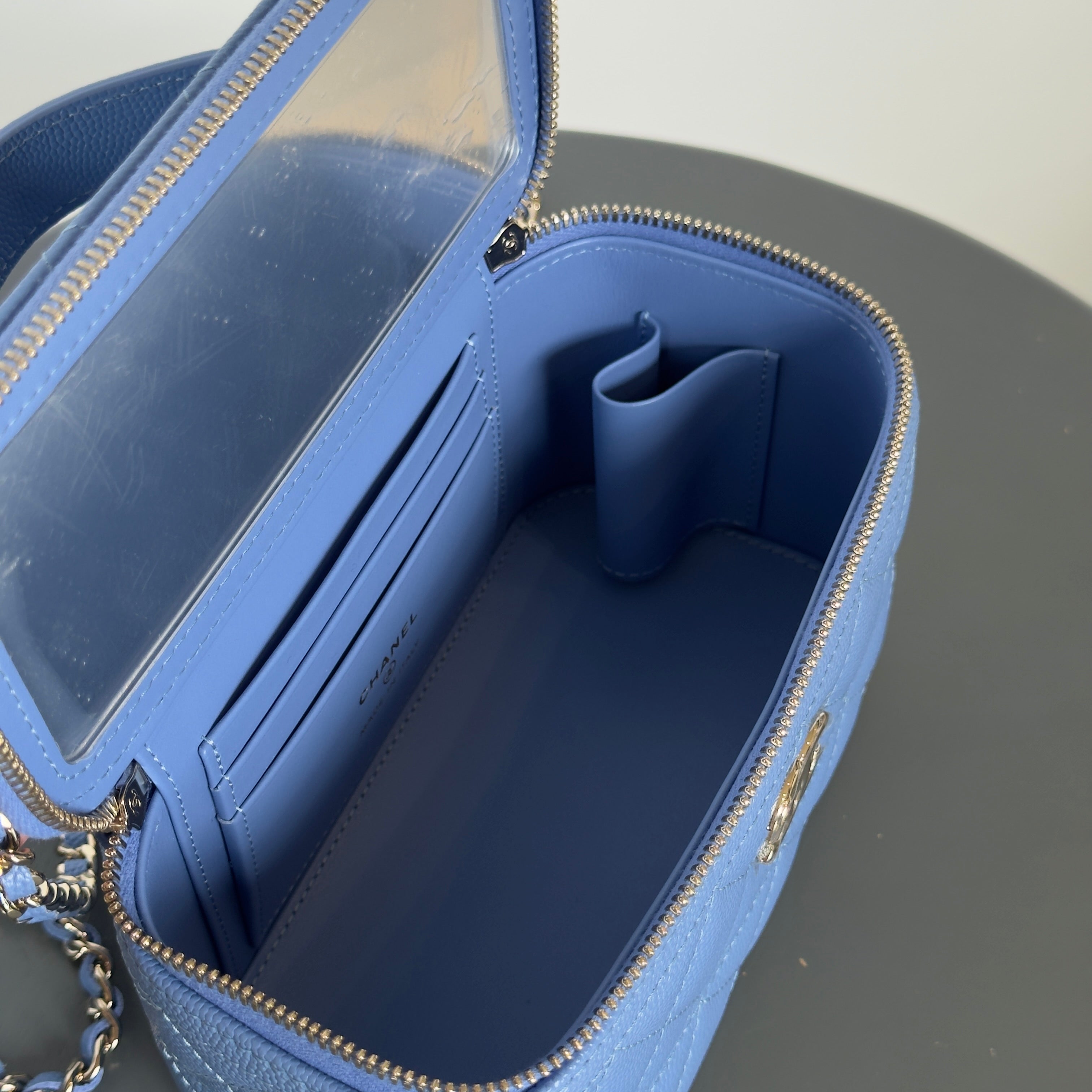 Chanel Long Vanity With Chain In Grained Calfskin and Gold Hardware -  Replica Handbags 