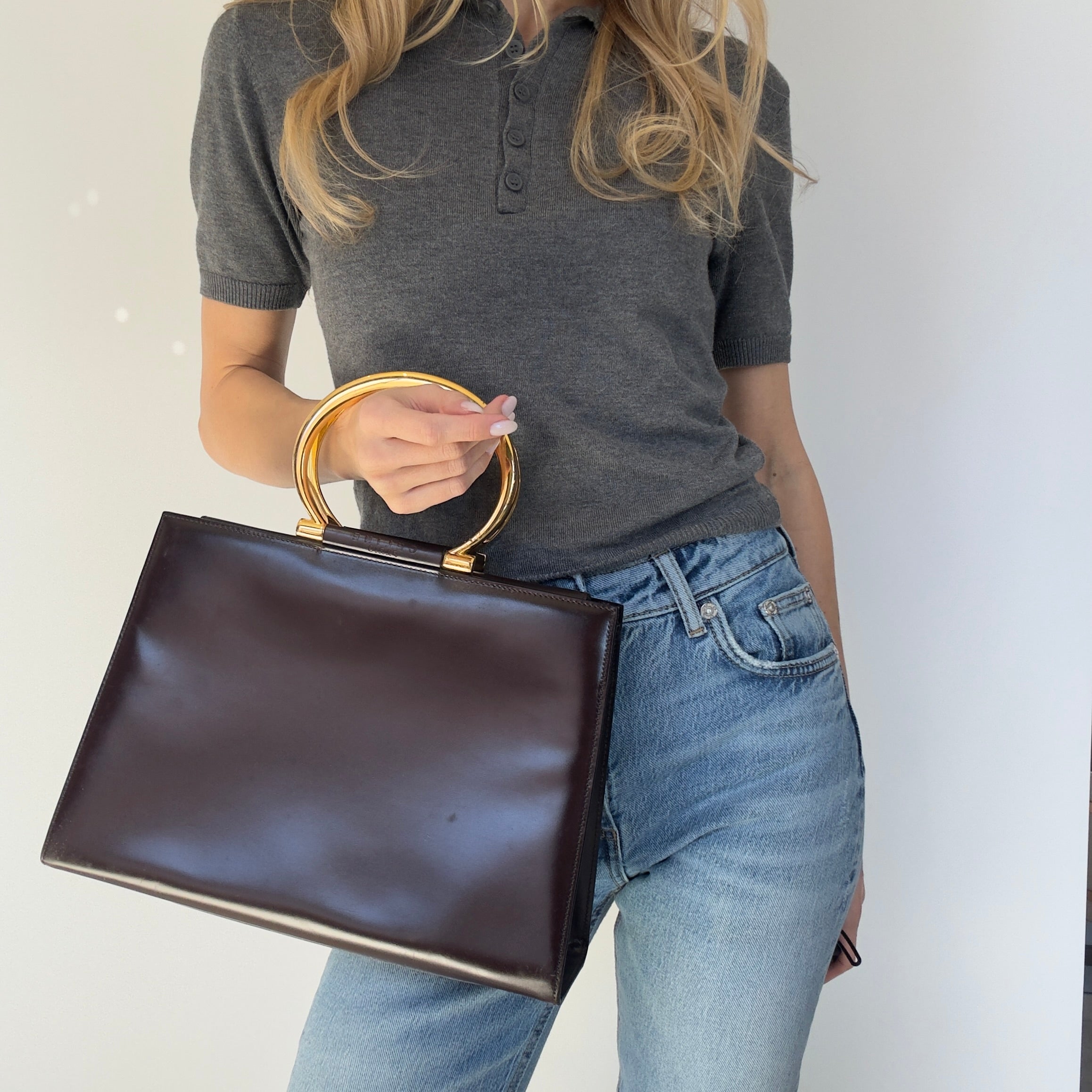 Vintage Celine Leather Top Handle -  Replica Handbags 