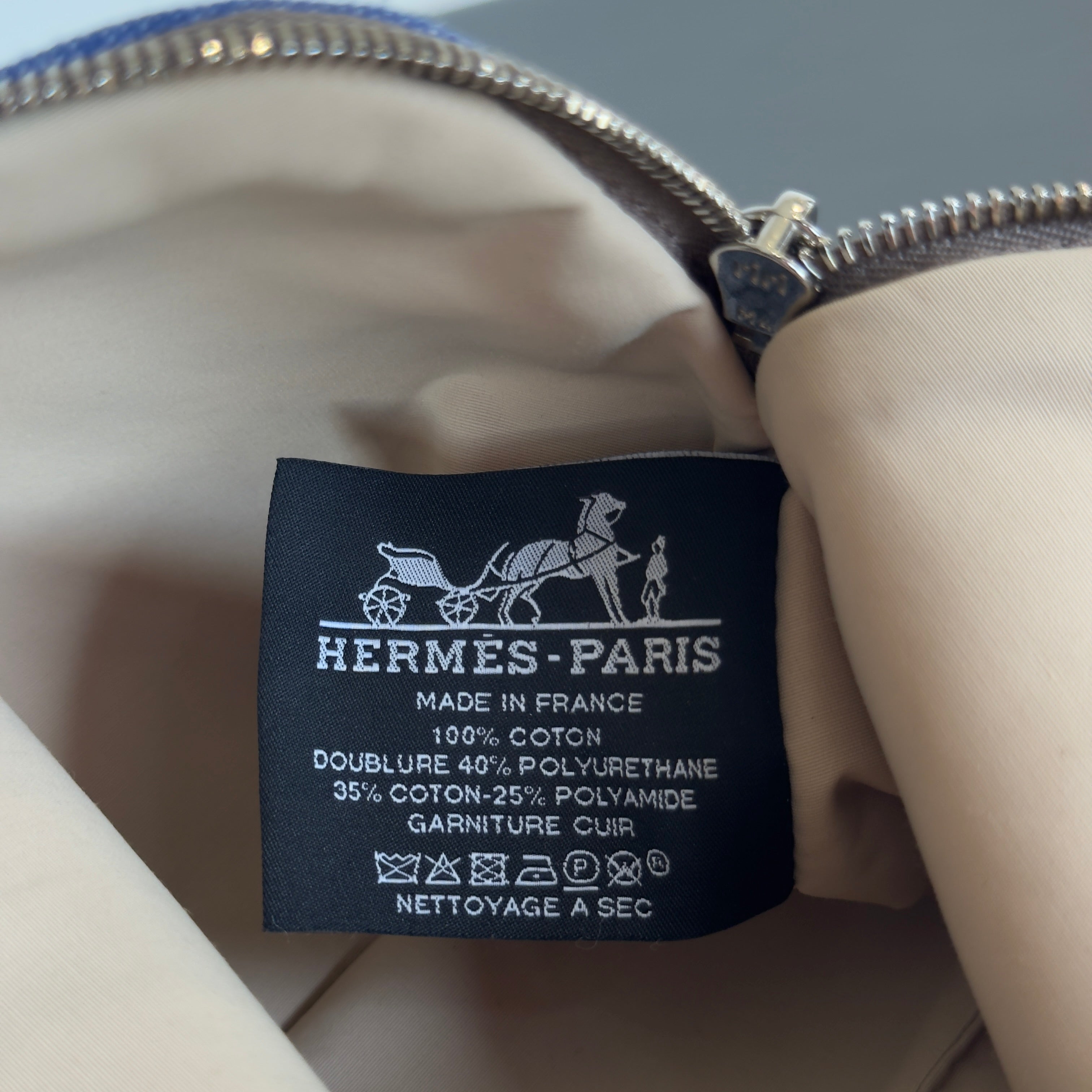 Hermes Bolide Rayures Rocabar Travel Case Etoupe/Azur -  Replica Handbags 