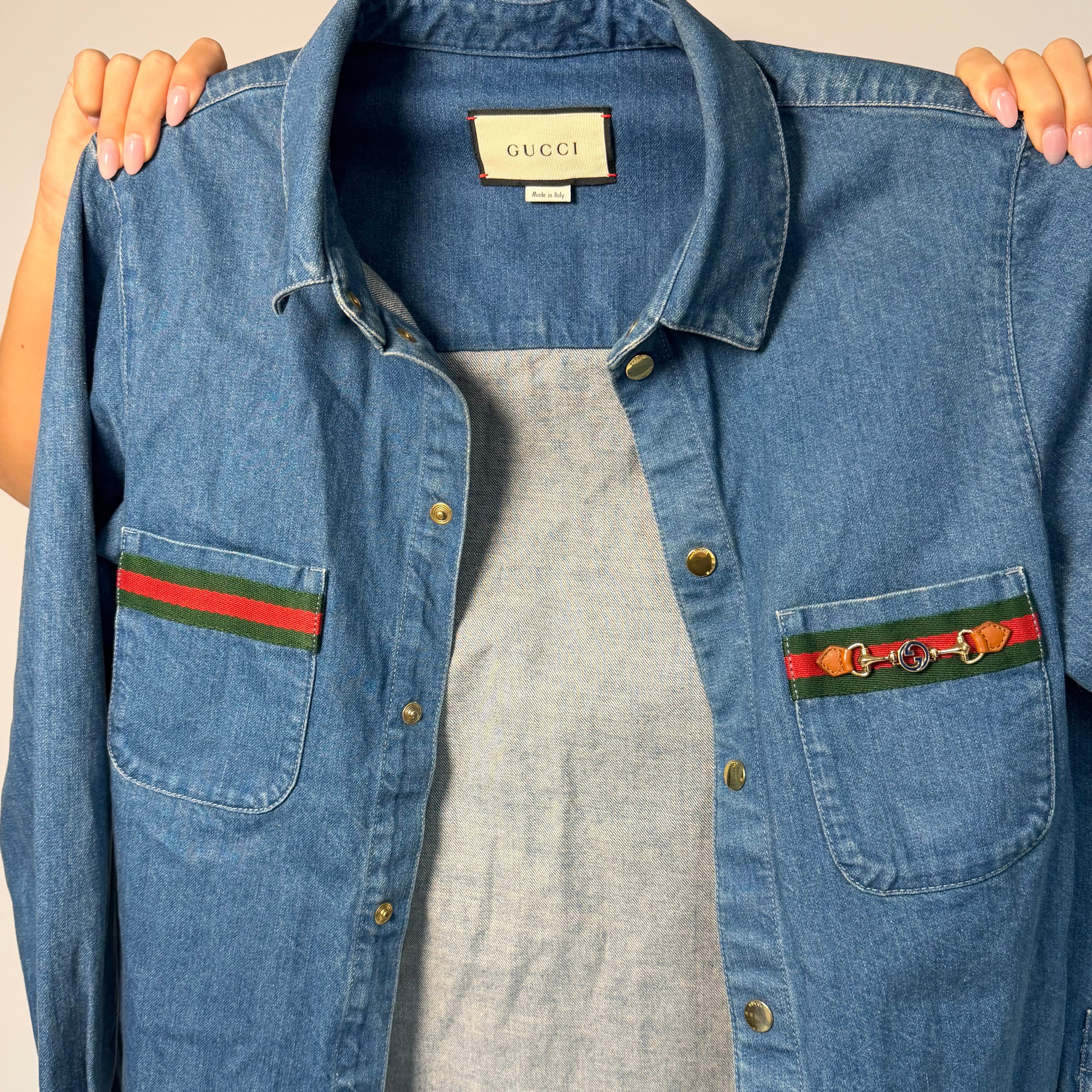 Gucci Sherry Line Stonewashed Denim Shirt - Replica Handbags