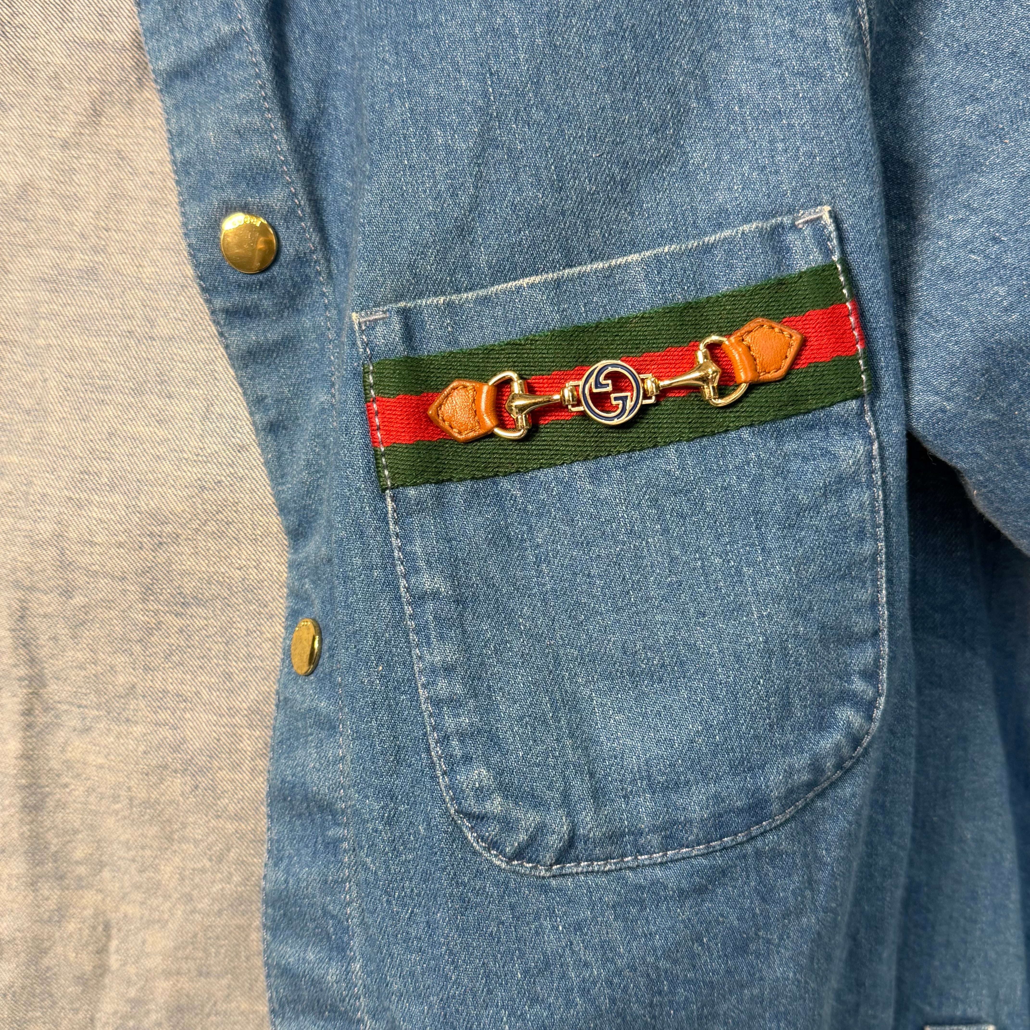 Gucci Sherry Line Stonewashed Denim Shirt -  Replica Handbags 