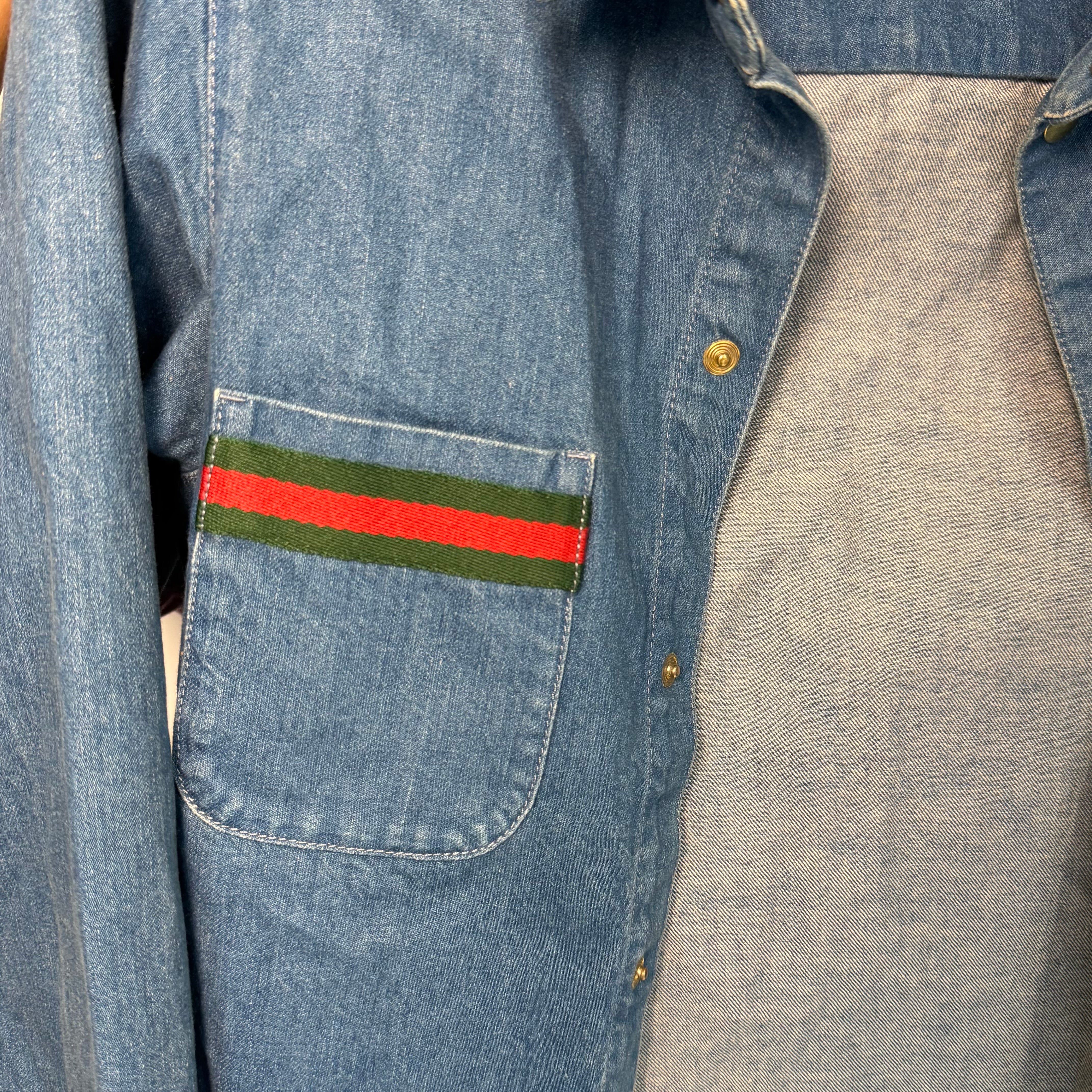 Gucci Sherry Line Stonewashed Denim Shirt -  Replica Handbags 