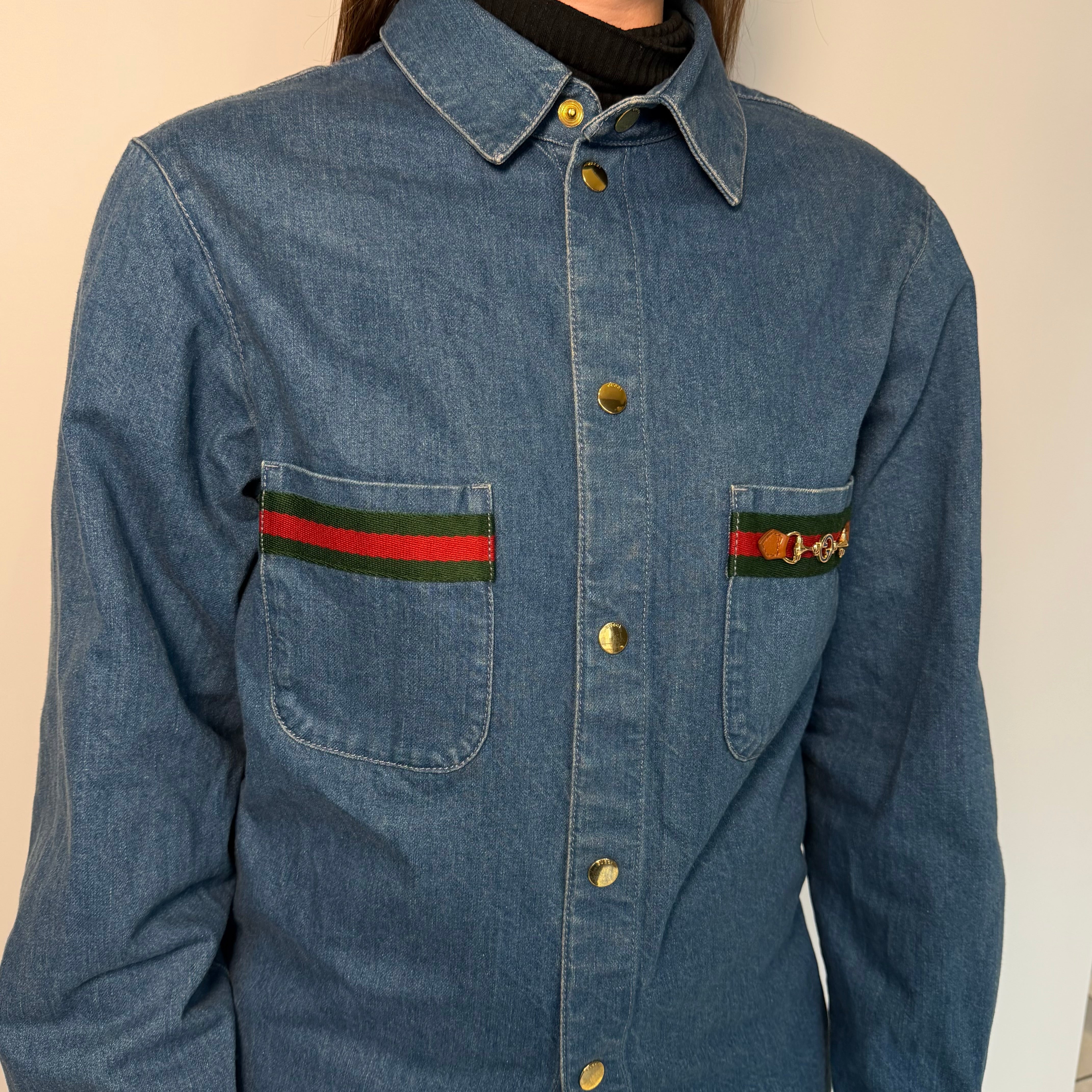 Gucci Sherry Line Stonewashed Denim Shirt -  Replica Handbags 