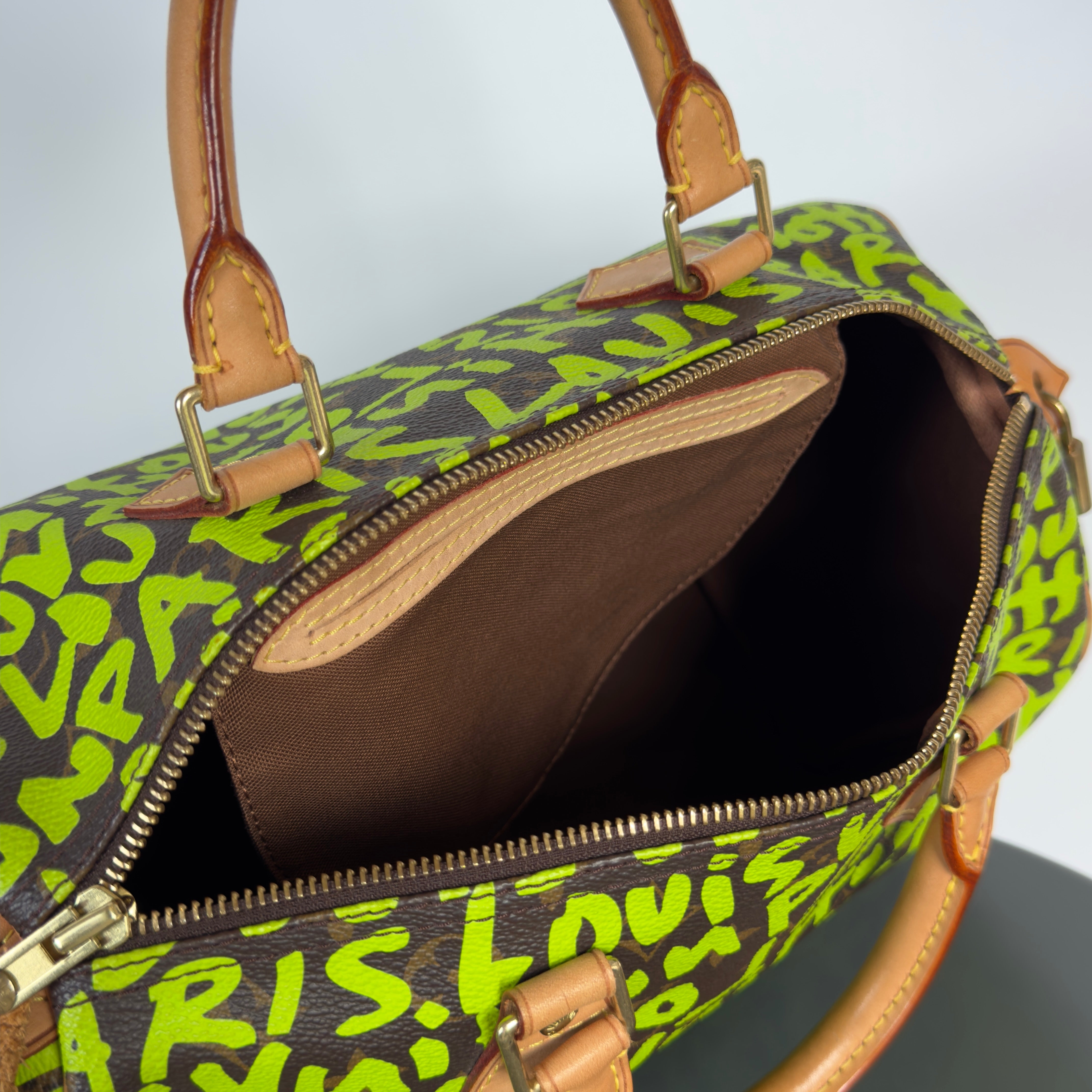 Louis Vuitton Monogram Graffiti Speedy 30 Stephen Sprouse Neon Green - Replica Handbags
