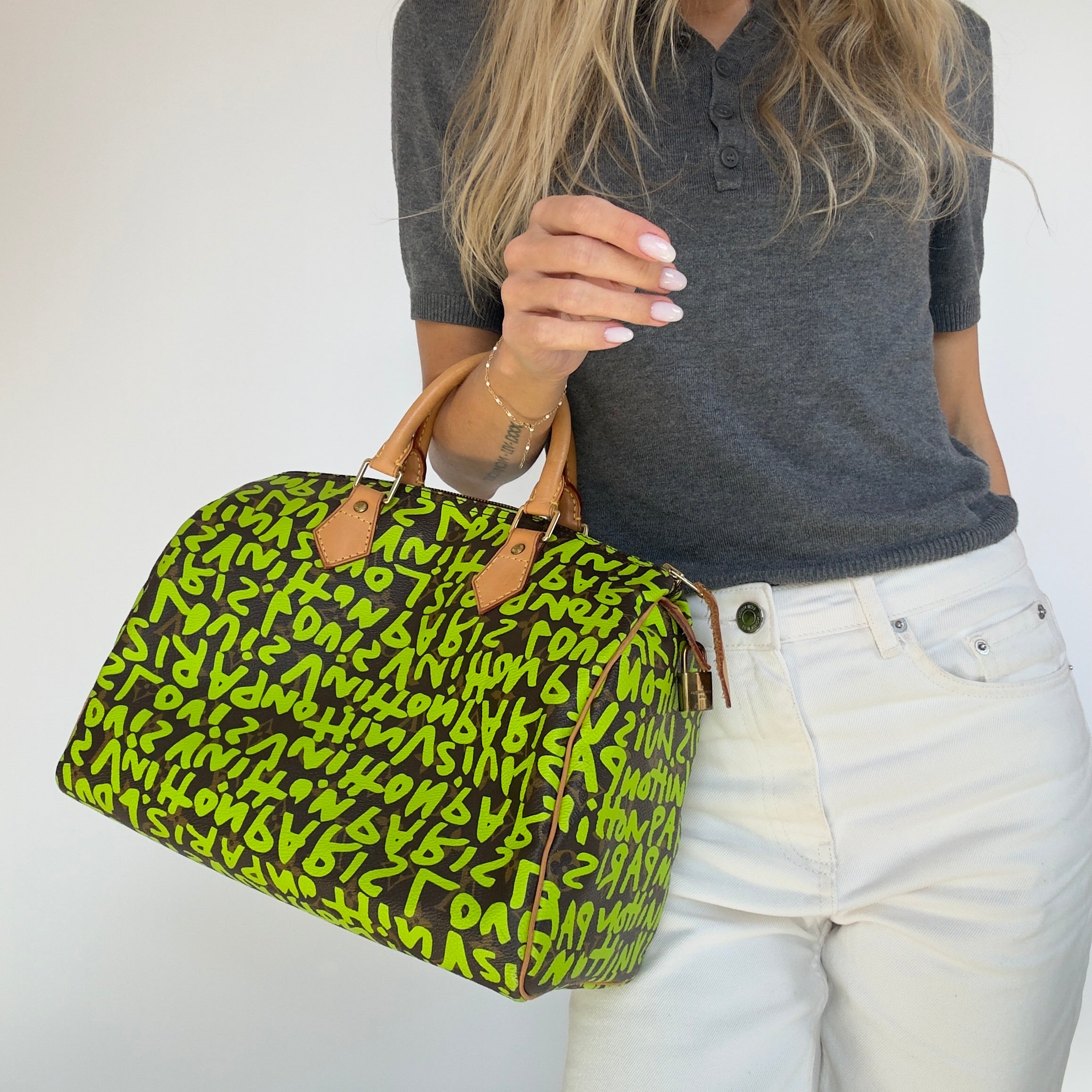 Louis Vuitton Monogram Graffiti Speedy 30 Stephen Sprouse Neon Green -  Replica Handbags 