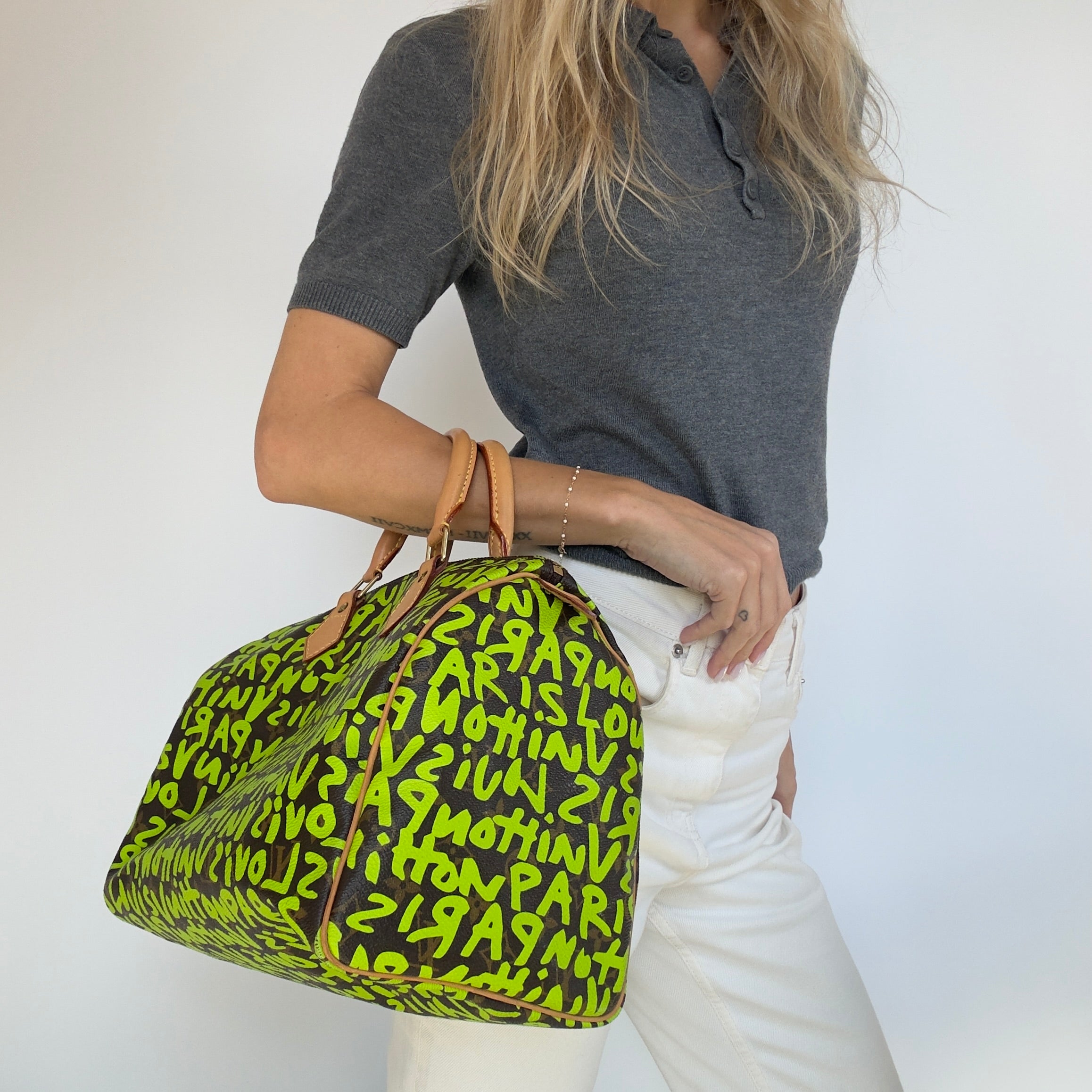 Louis Vuitton Monogram Graffiti Speedy 30 Stephen Sprouse Neon Green - Replica Handbags