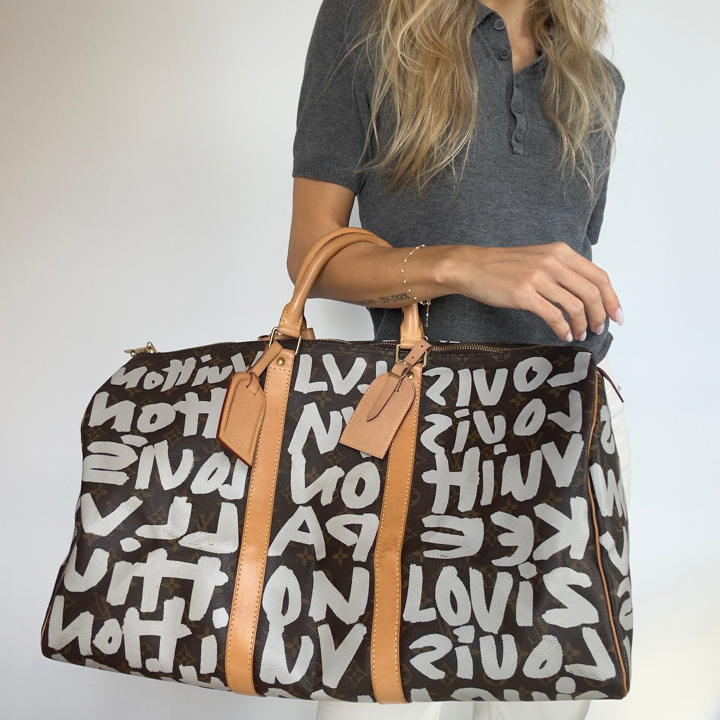 Louis Vuitton Monogram Canvas Keepall Stephen Sprouse Graffiti 50 White - Replica Handbags