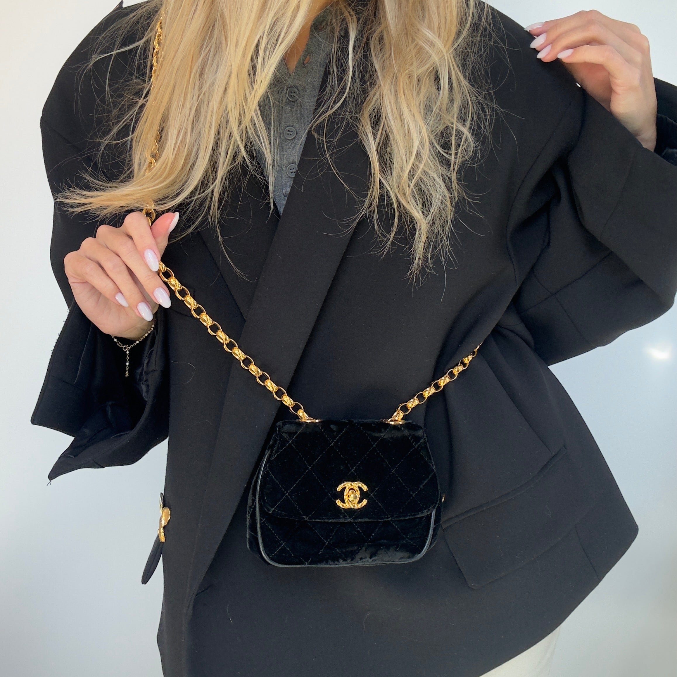 Chanel Quilted CC Velvet Bijoux Chain Crossbody - Replica Handbags