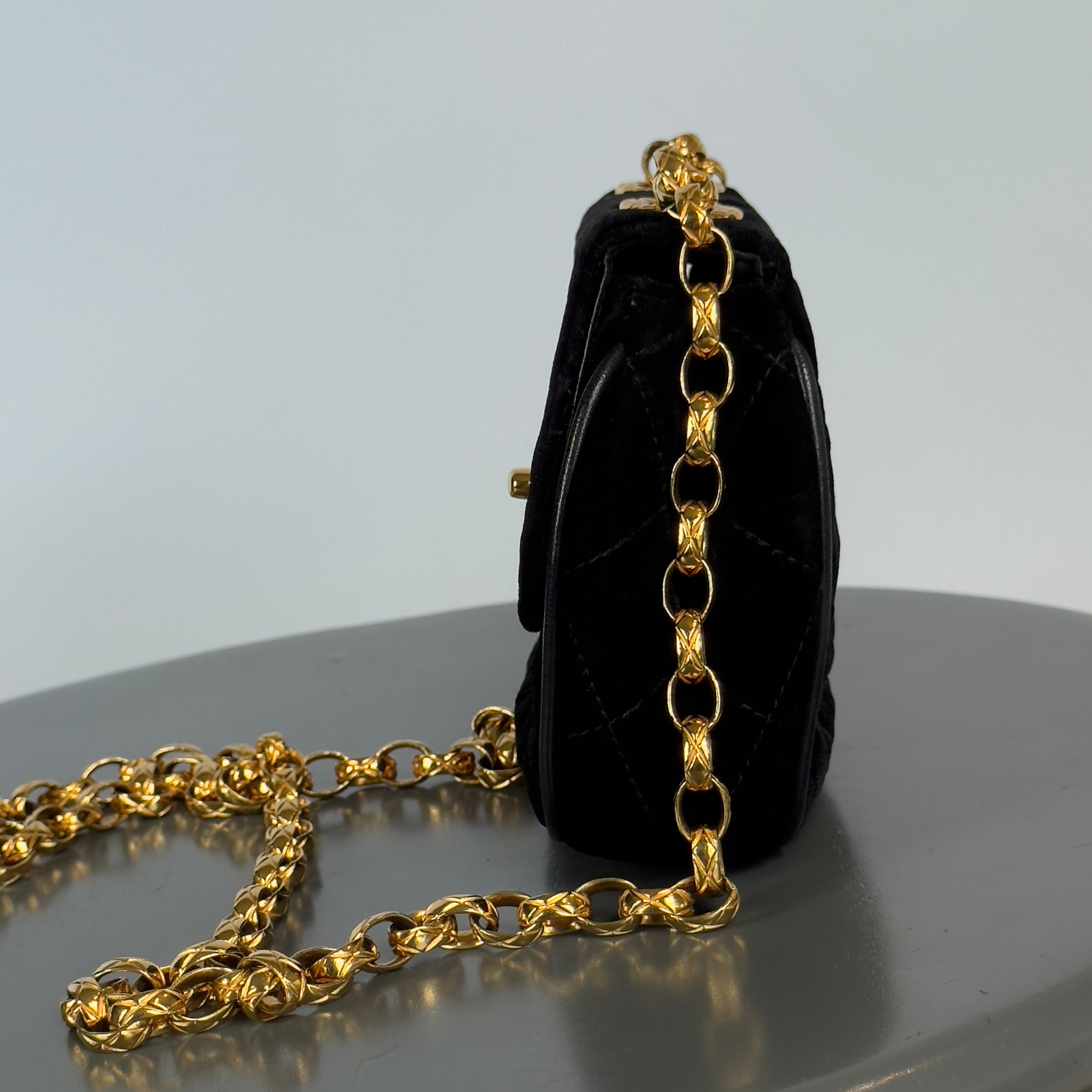 Chanel Quilted CC Velvet Bijoux Chain Crossbody -  Replica Handbags 