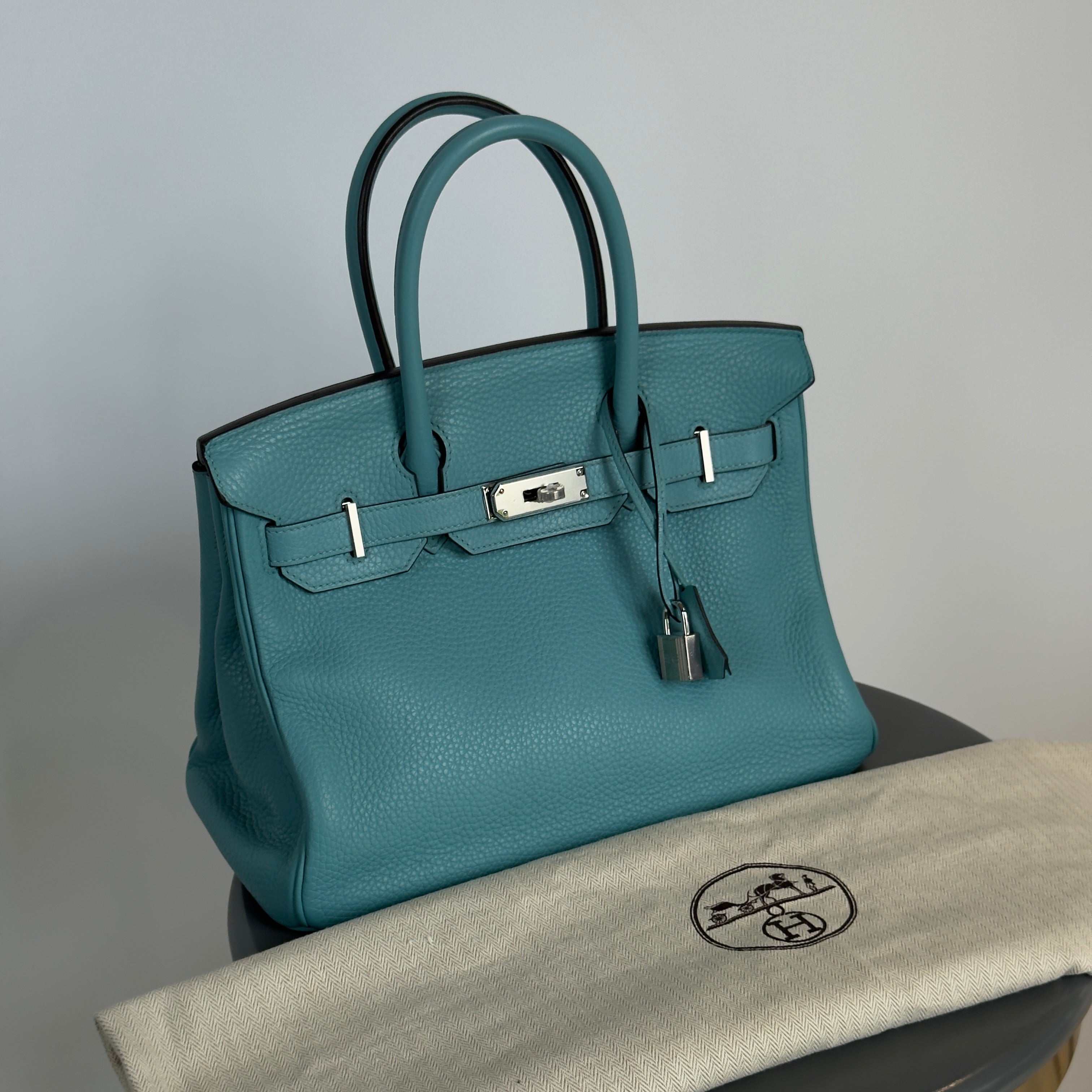 Hermes Birkin Bleu Saint Cyr Togo 30 Palladium Hardware 2015 -  Replica Handbags 