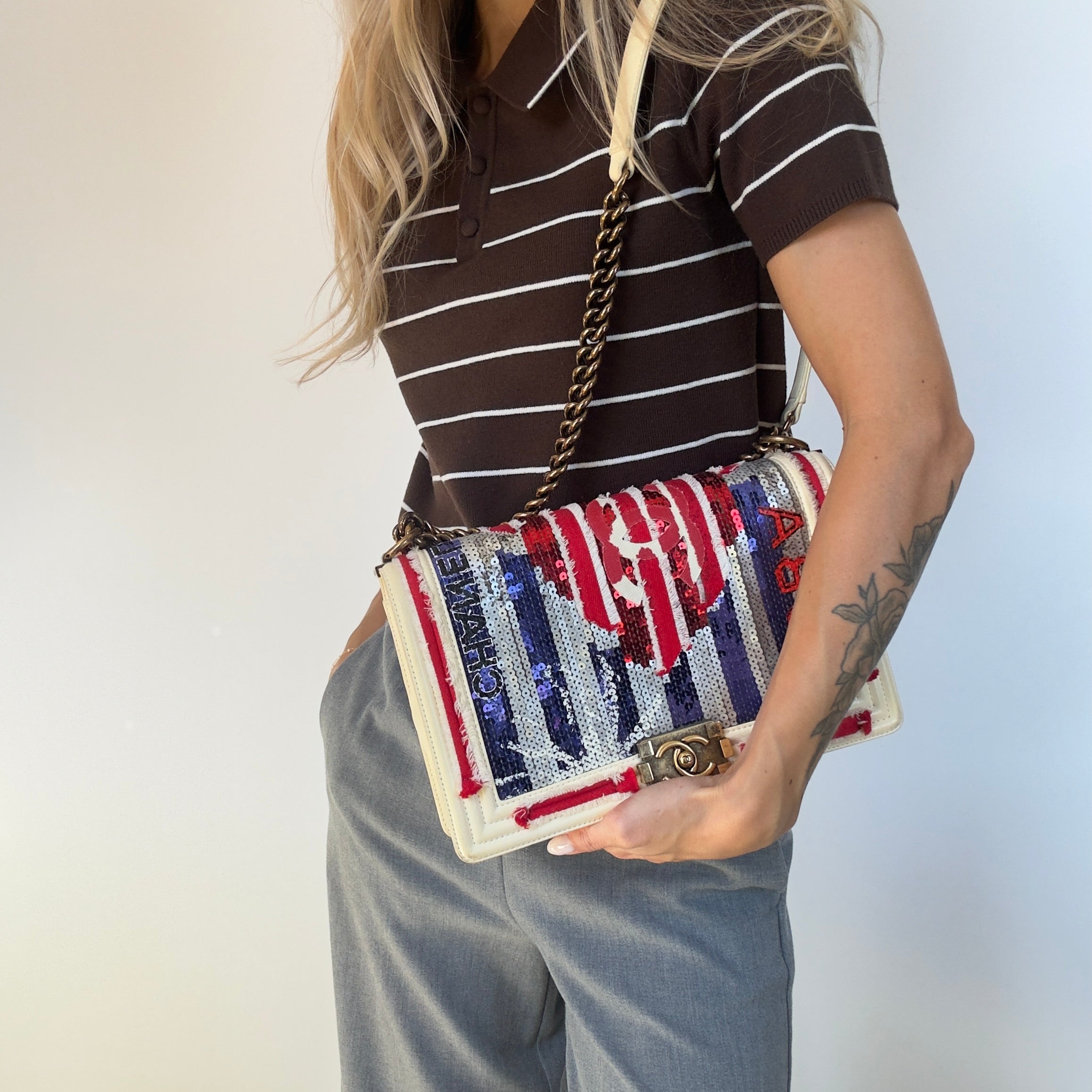 Rare Chanel Paris-Cuba Multicolor Sequin Boy Bag Medium - Replica Handbags