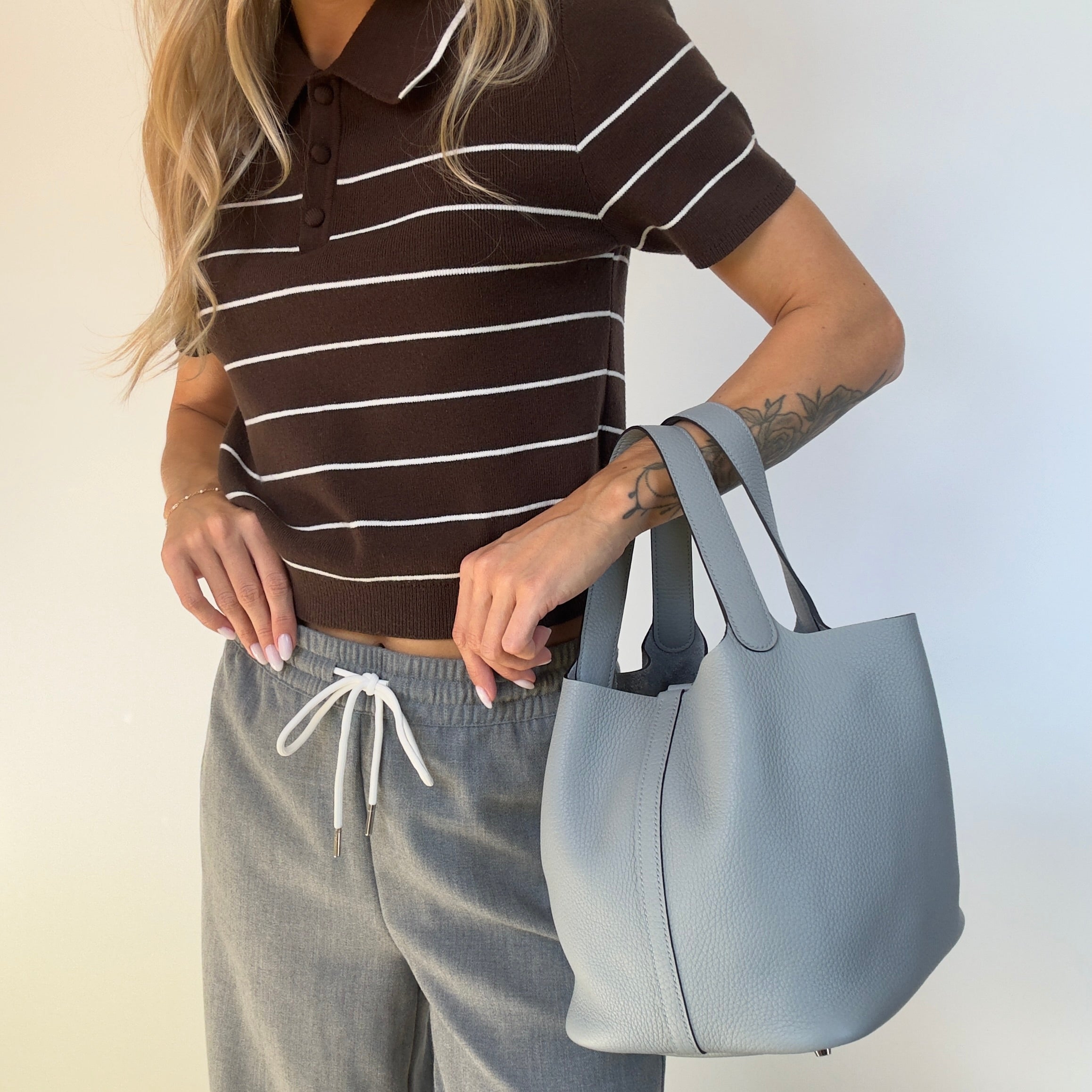 Hermes 2025 Clemence Picotin Lock 22 Gris Pantin - Replica Handbags