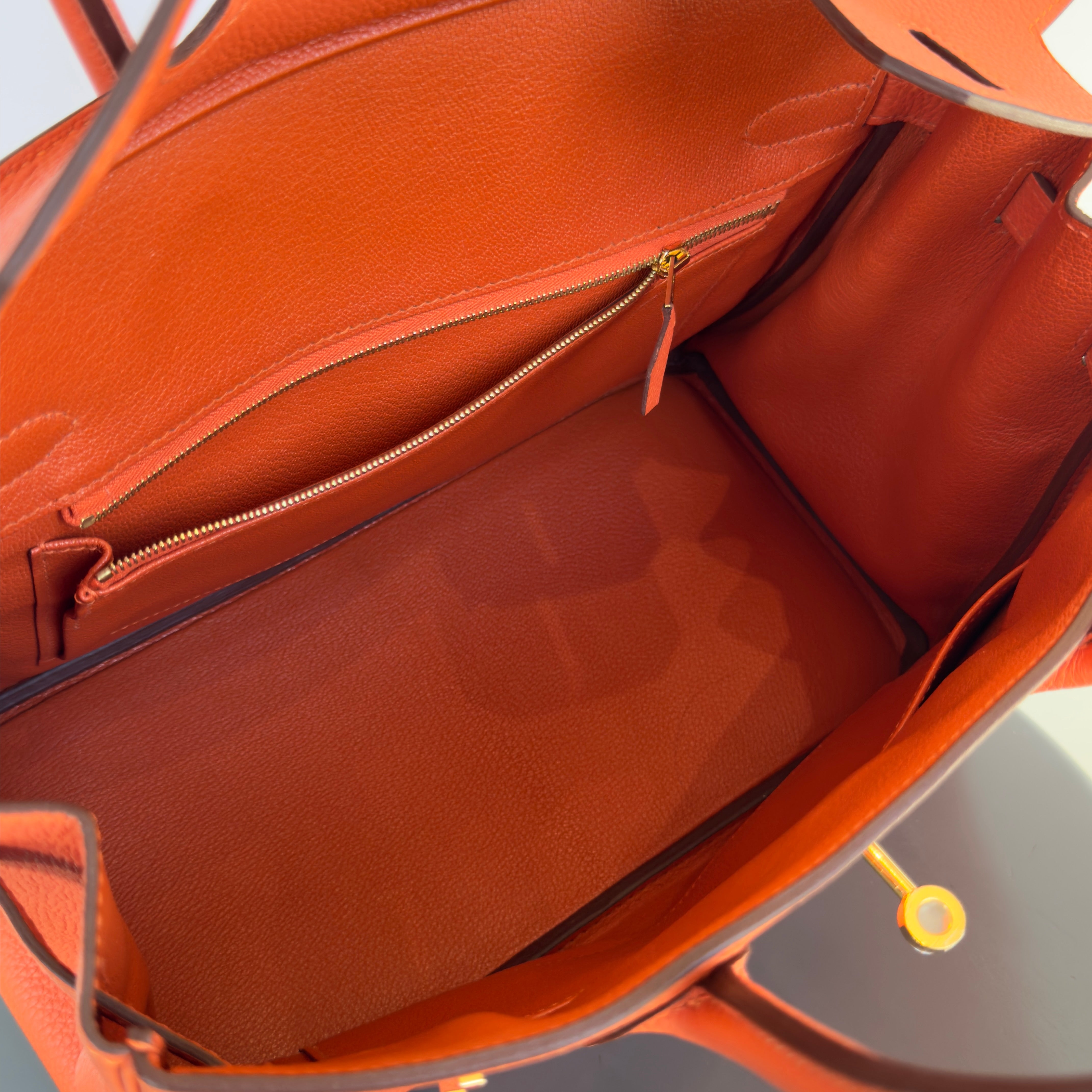 Hermes Birkin 30 Feu Togo Gold Hardware 2017 -  Replica Handbags 