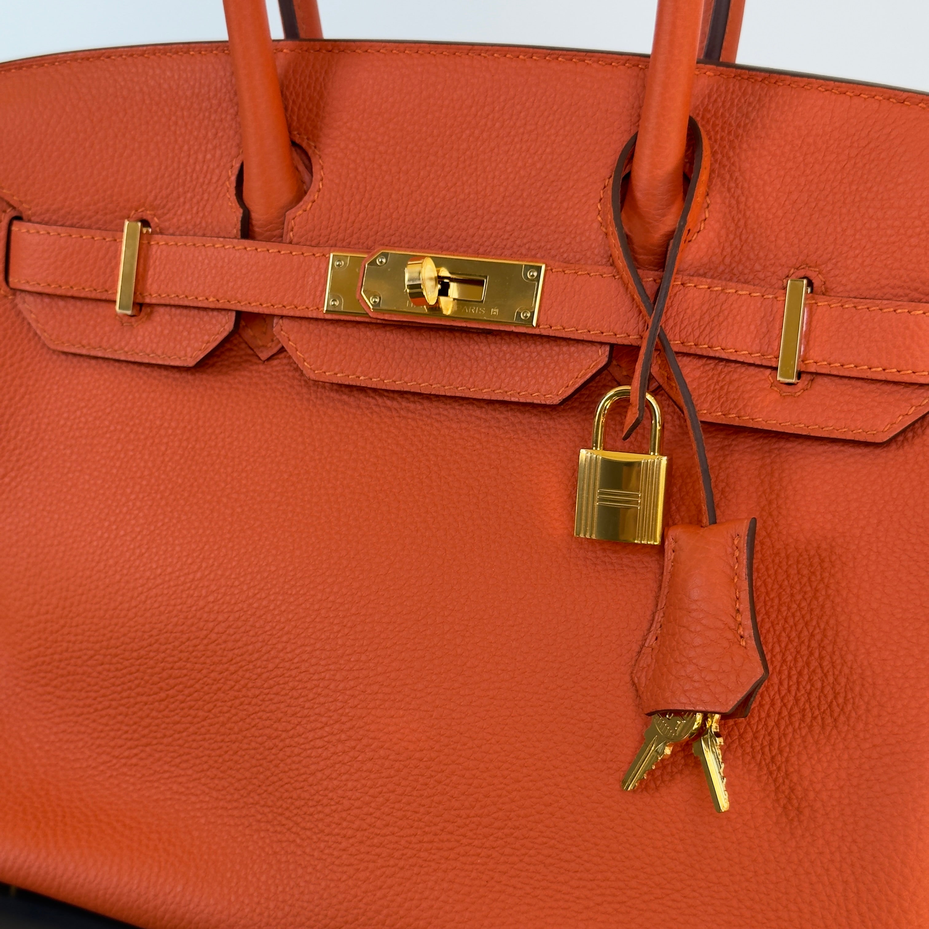 Hermes Birkin 30 Feu Togo Gold Hardware 2017 -  Replica Handbags 