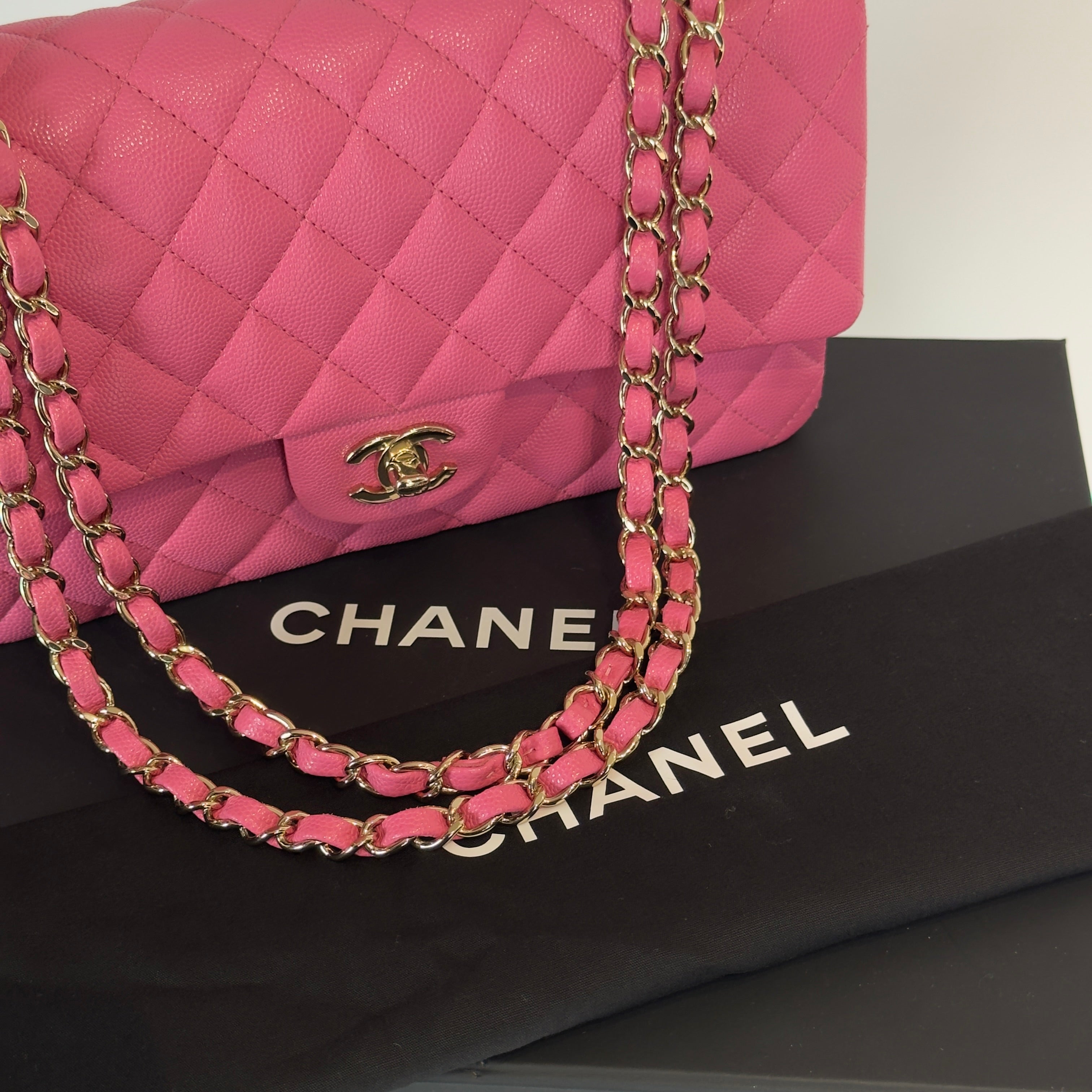 Chanel Pink Medium Double Flap -  Replica Handbags 