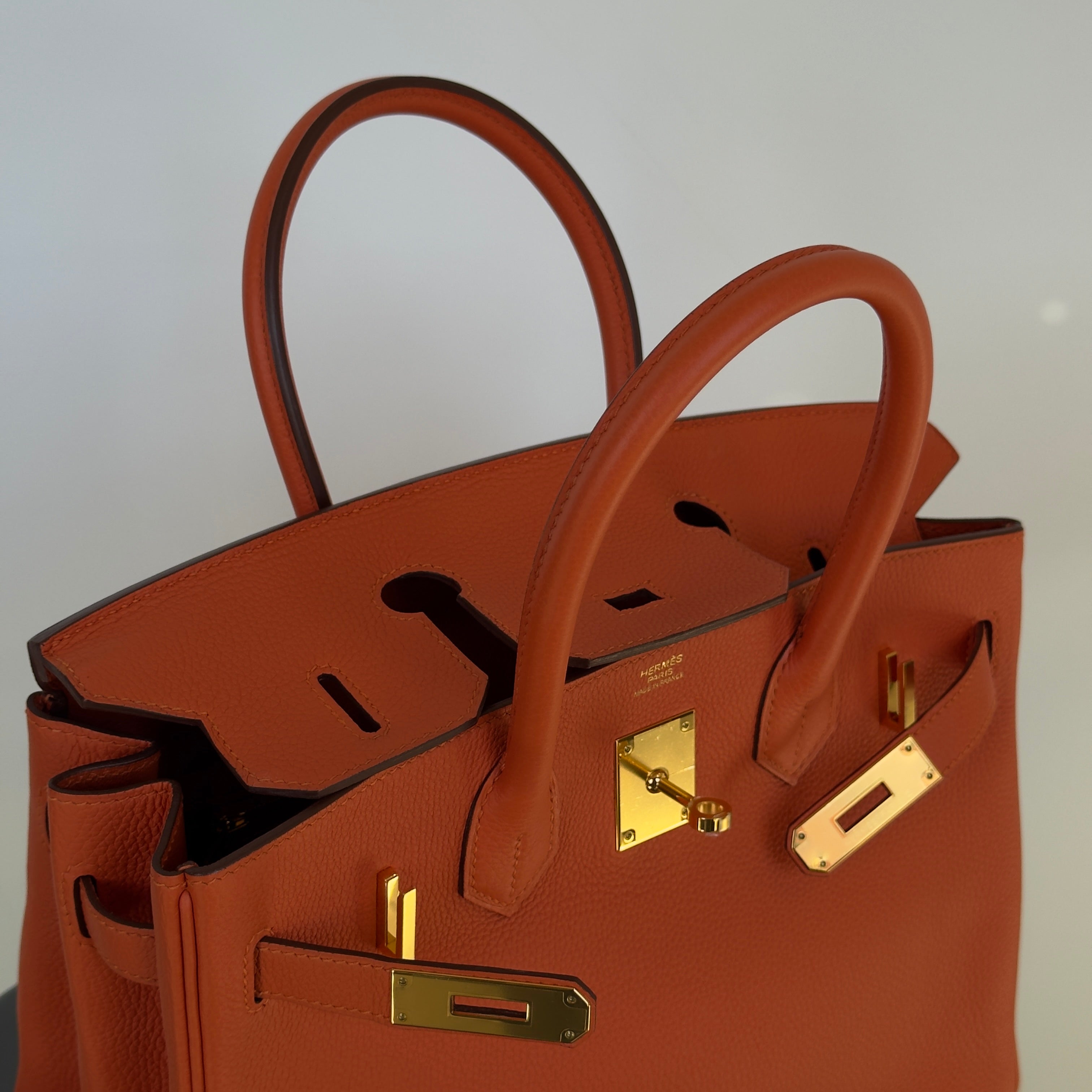 Hermes Birkin 30 Feu Togo Gold Hardware 2017 -  Replica Handbags 