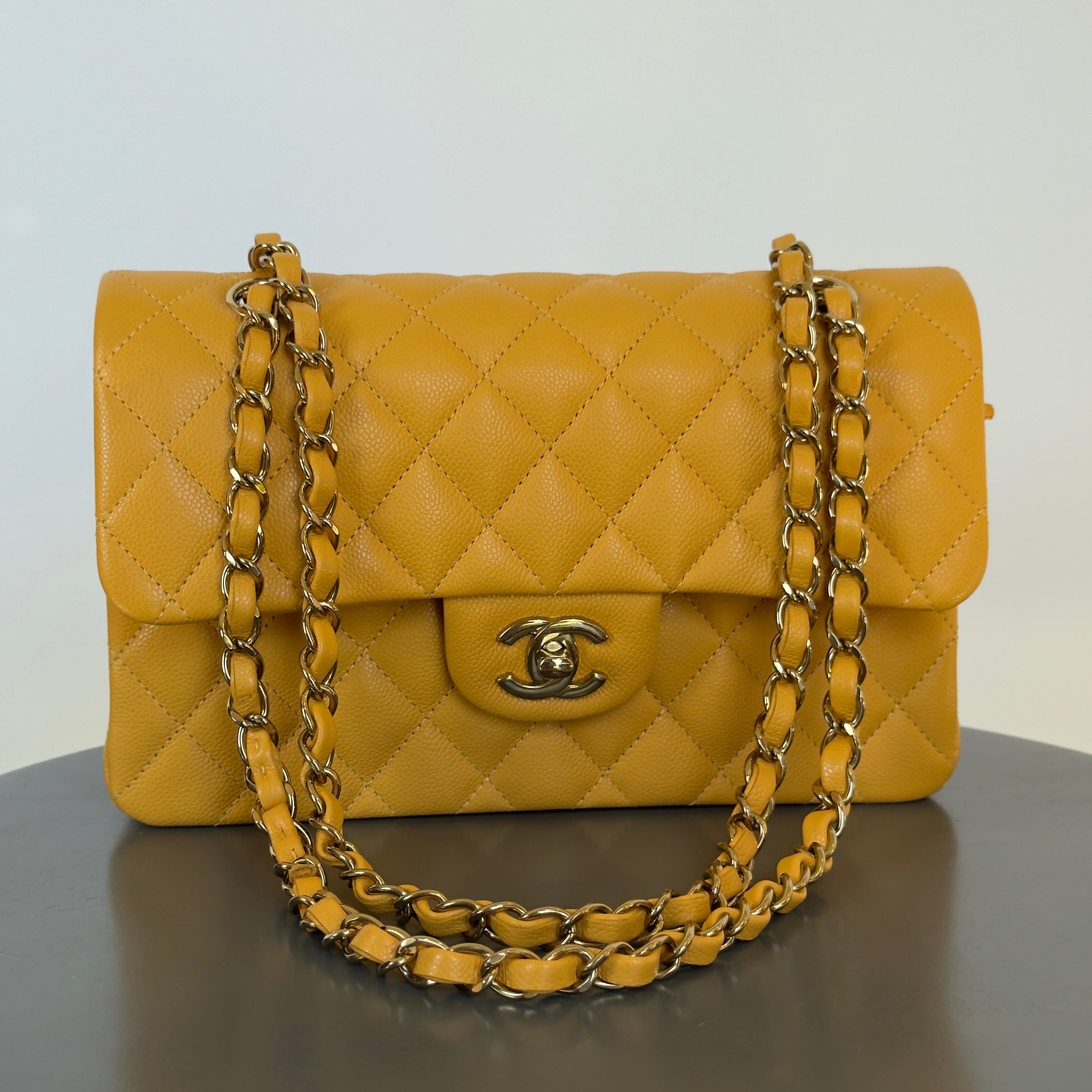 Chanel Double Flap Yellow Caviar - Replica Handbags